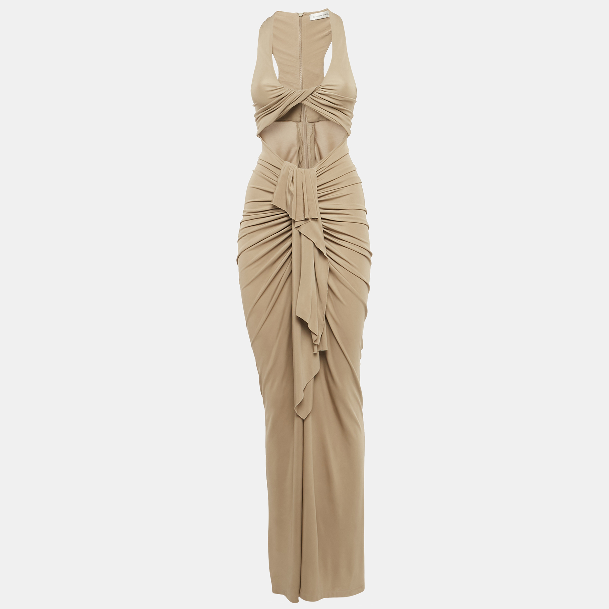 

Christopher Esber Sage Green Jersey Cut-Out Maxi Dress XS
