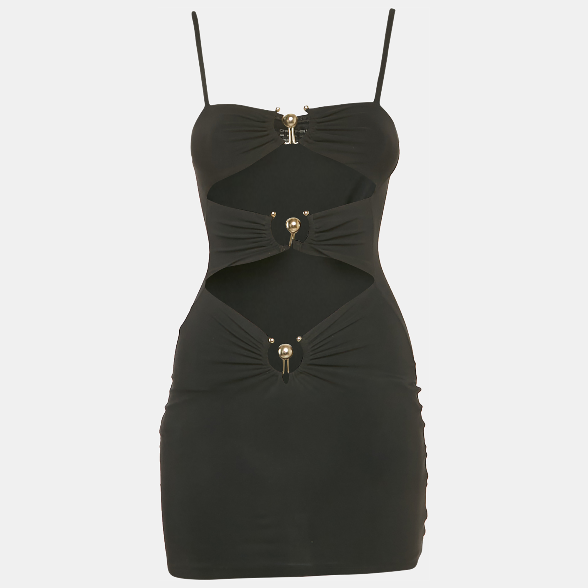 

Christopher Esber Black Jersey Pierced Orbit Mini Dress XS