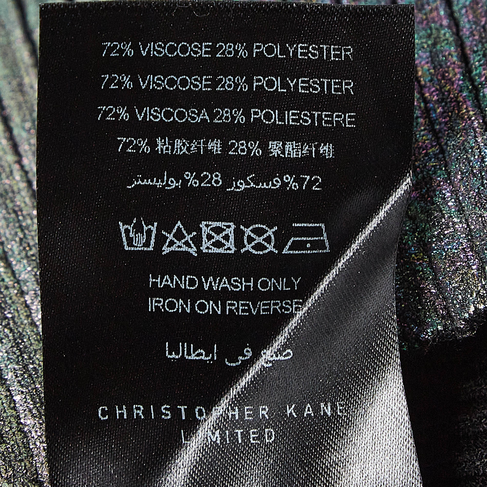 Christopher Kane Multicolor Foil Print Rib Knit Bodycon Dress M 