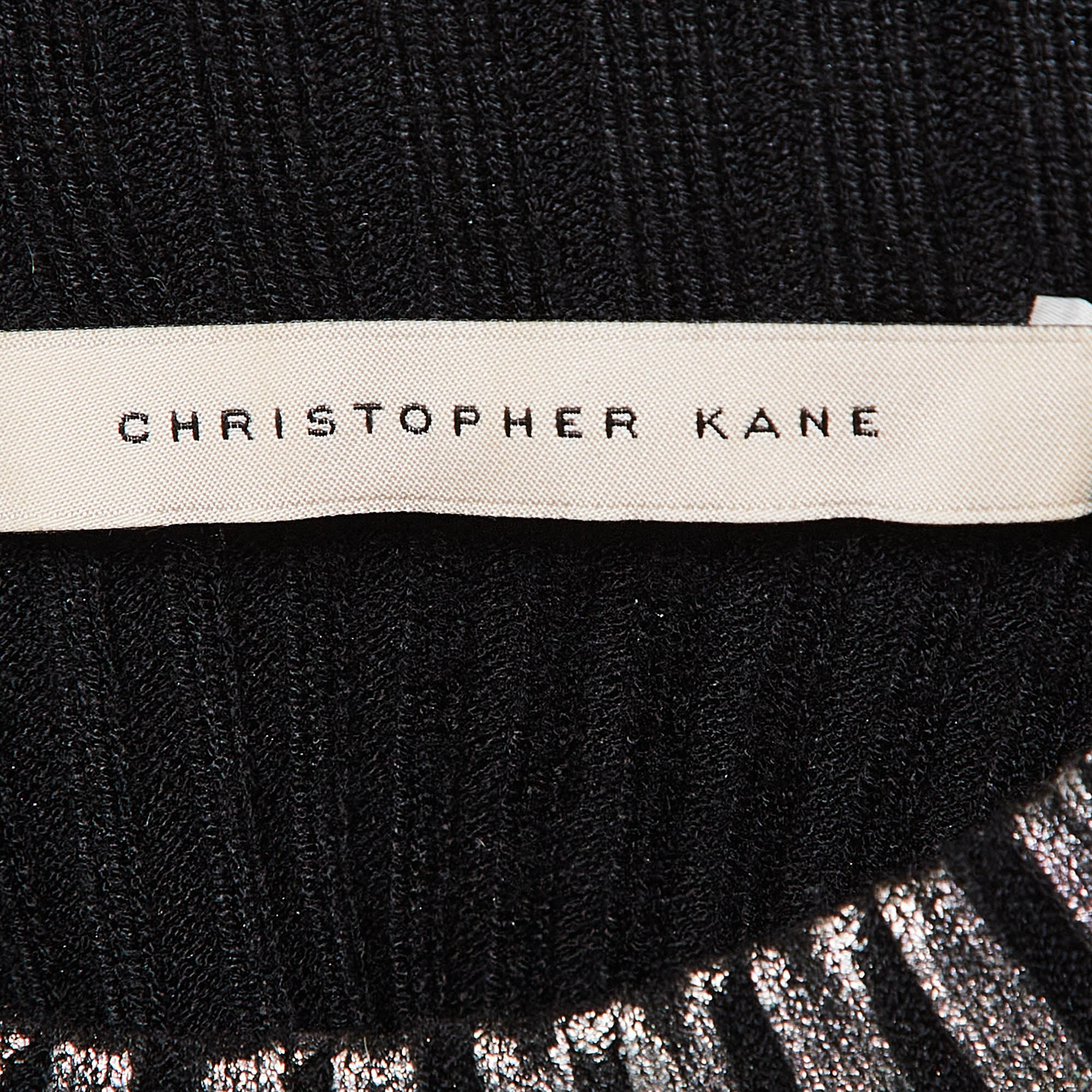Christopher Kane Multicolor Foil Print Rib Knit Bodycon Dress M 