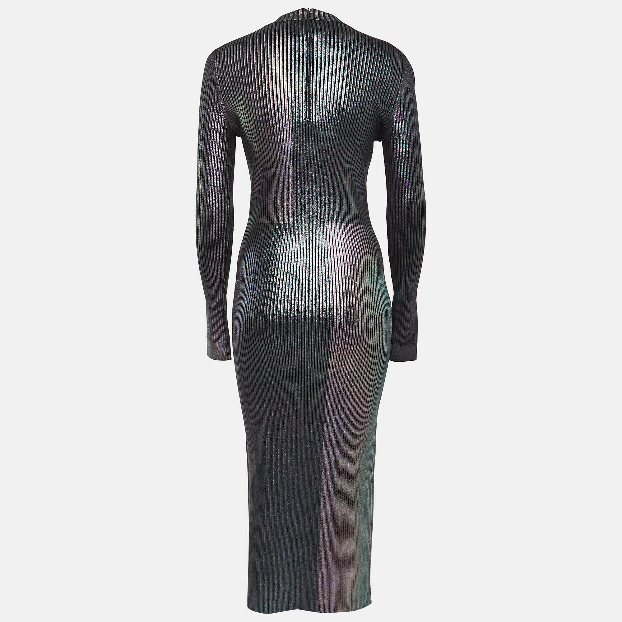 Christopher Kane Multicolor Foil Print Rib Knit Bodycon Dress M 