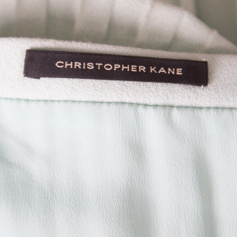 Pre-owned Christopher Kane Mint Green Wool Pleated Mini Skirt S