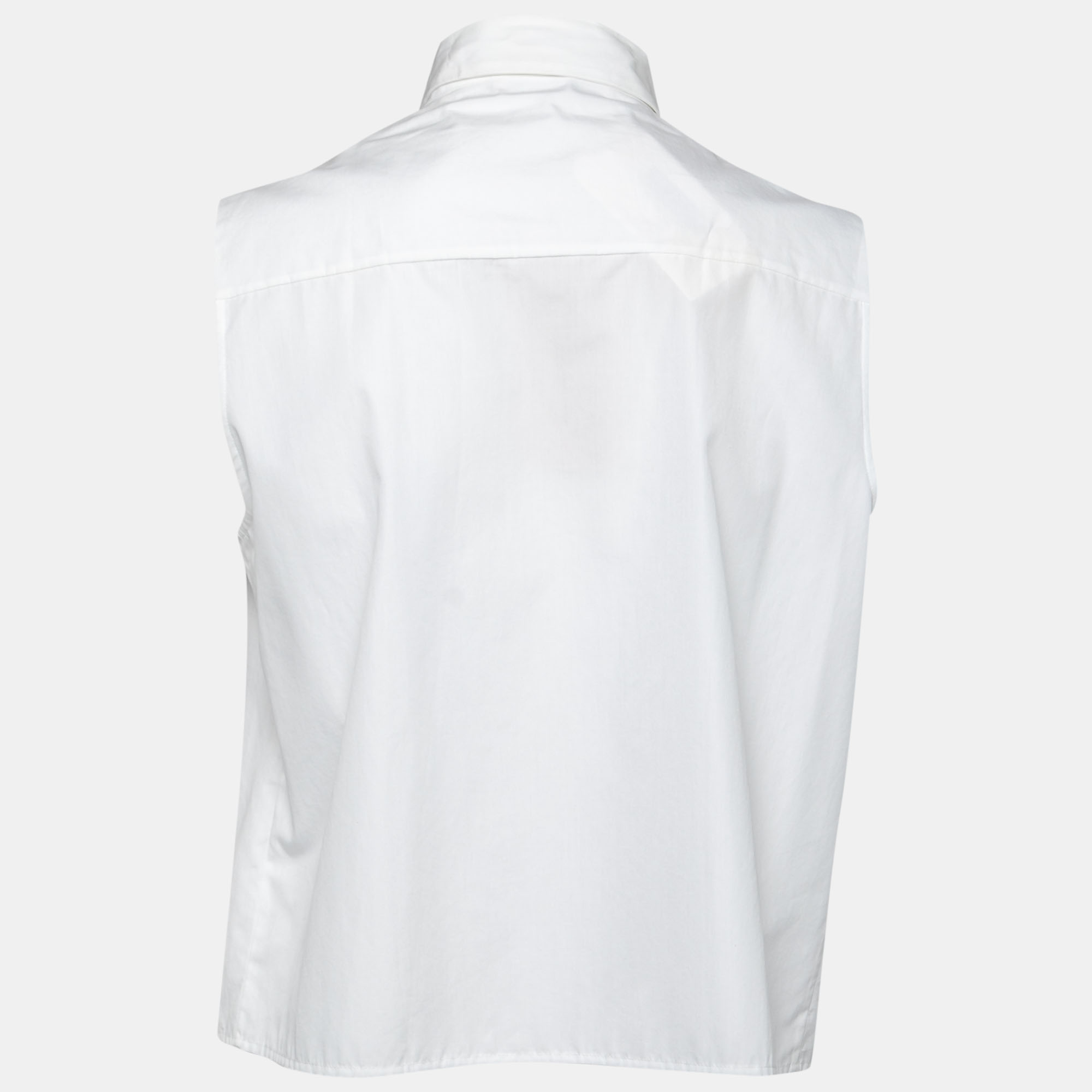 

Christopher Kane White Cotton Metal Bar Embellished Sleeveless Shirt