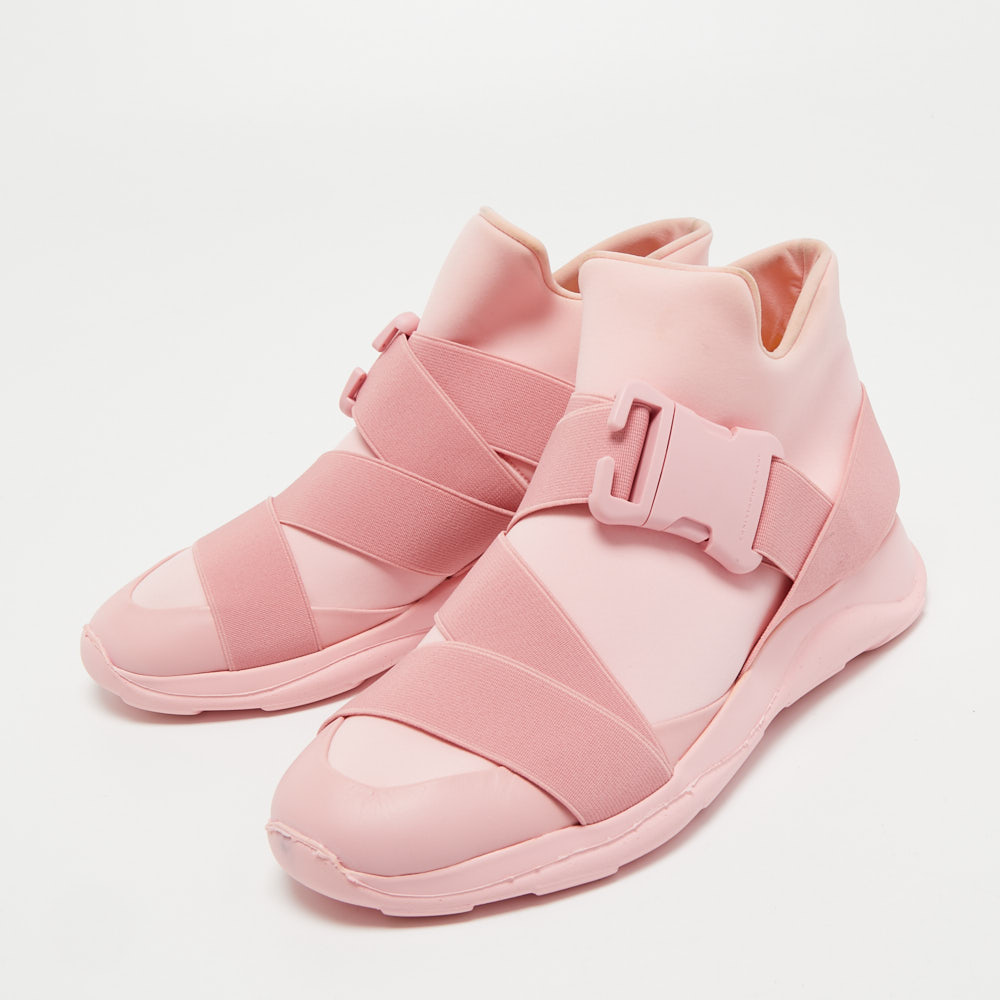 

Christopher Kane Pink Neoprene Safety Buckle Sneakers Size