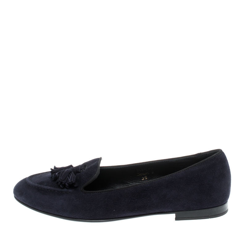 

Church'S Navy Blue Suede Nina Tassel Loafers Size