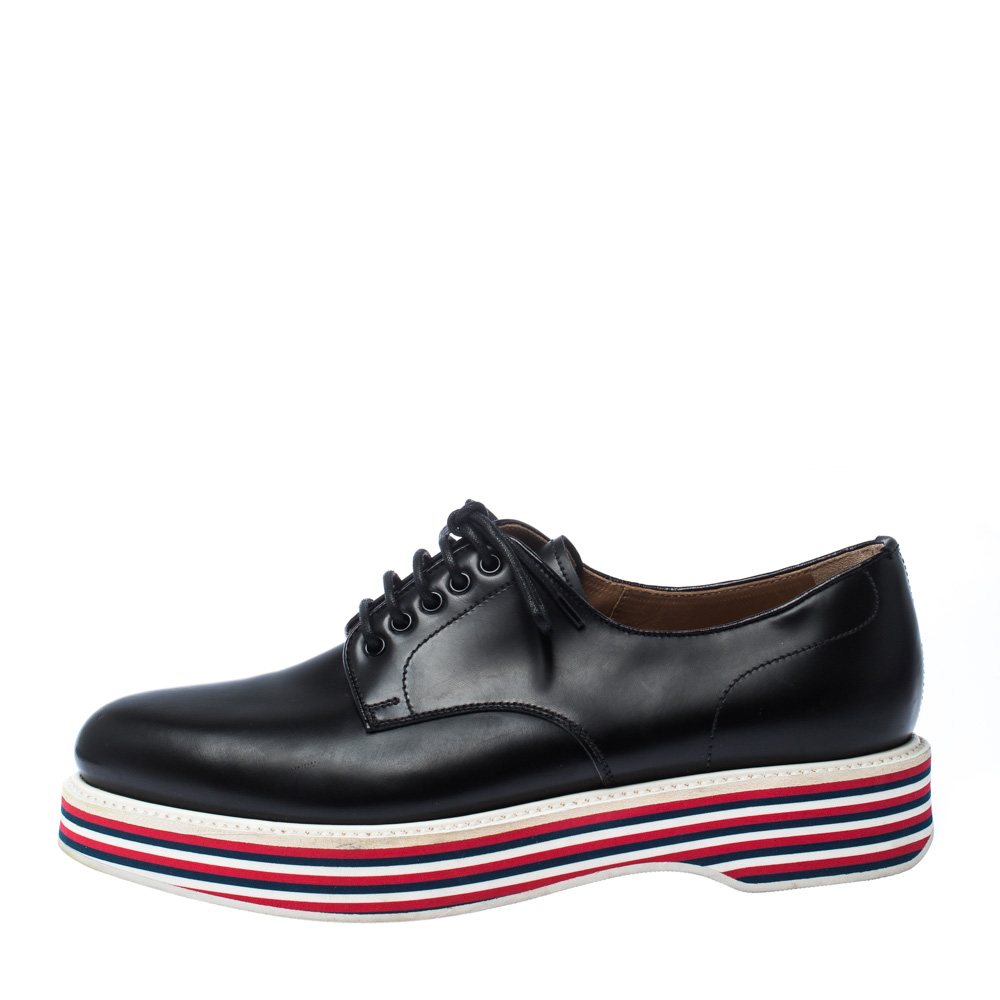 

Church'S Black Leather Lace Up Platform Derby Size