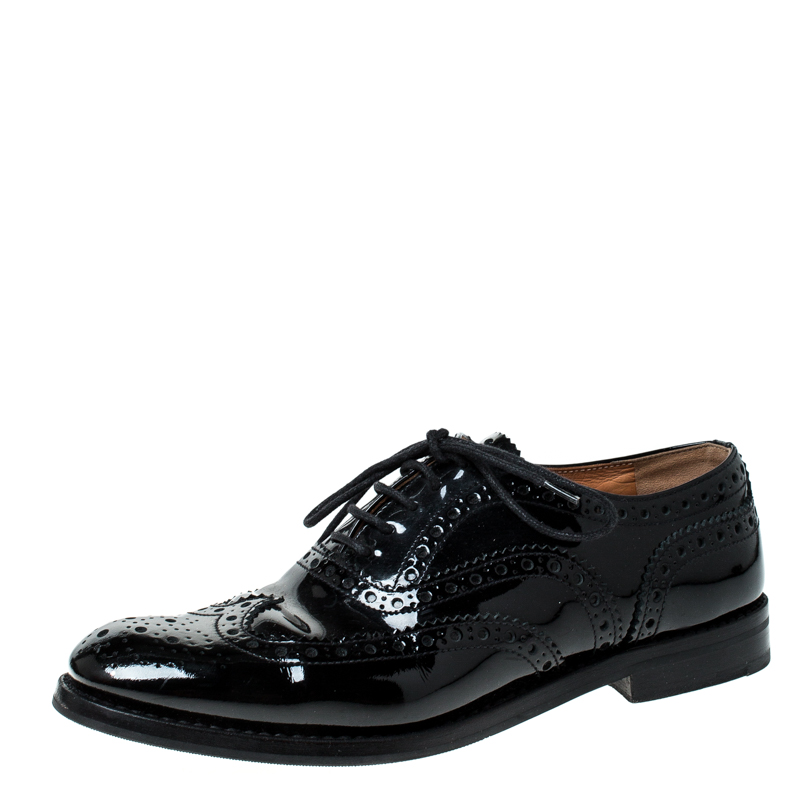 Church's Black Brouge Leather Lace Up Oxfords Size 37