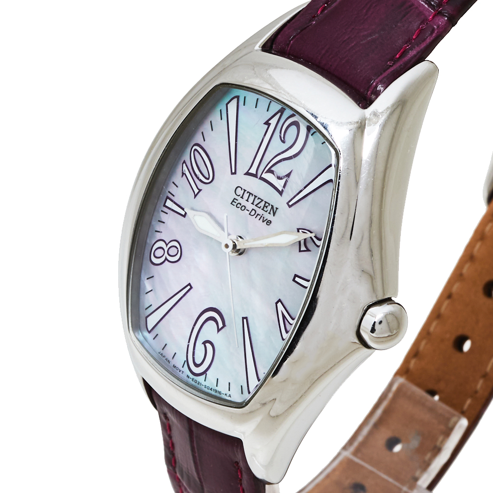 

Citizen Mother Of Pearl Stainless Steel Leather Eco-Drive E031-S020352 Women's Wristwatch, Purple