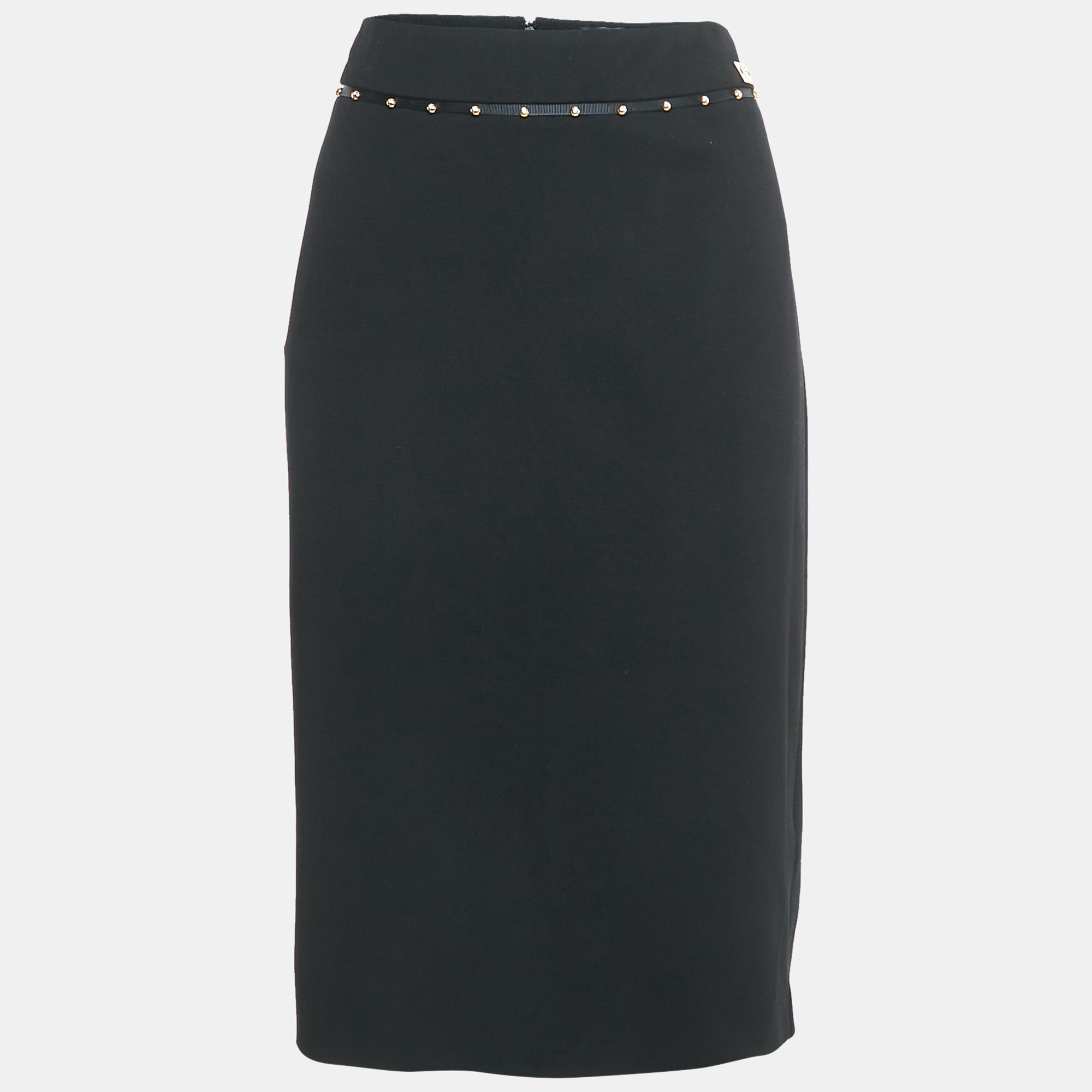 

Class by Roberto Cavalli Black Cotton Knit Waist Stud Detail Short Skirt L