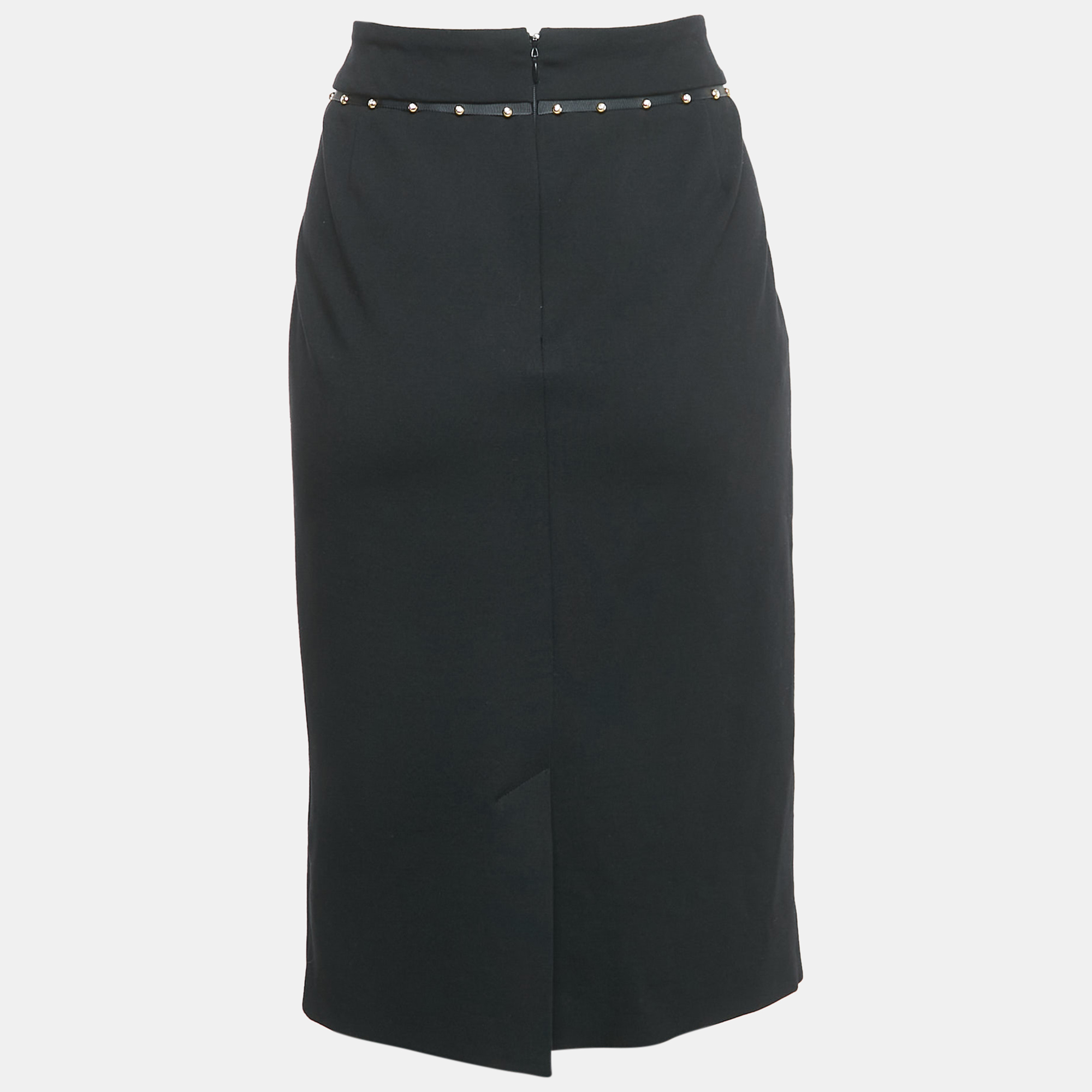 Class by Roberto Cavalli Black Cotton Knit Waist Stud Detail Short Skirt L 