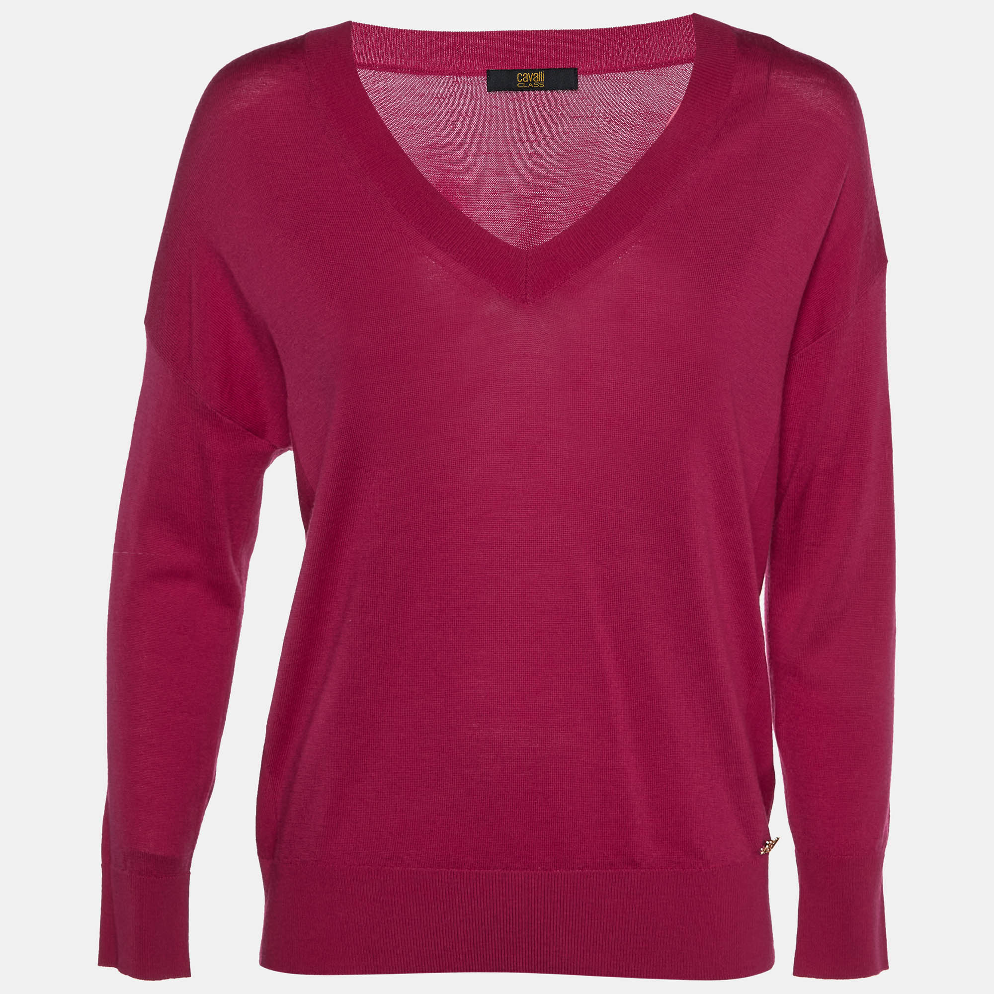 

Class by Roberto Cavalli Pink Wool V-Neck Sweater M