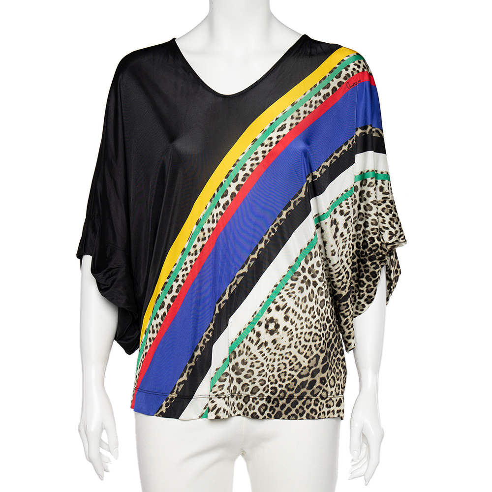 

Class by Roberto Cavalli Multicolor Printed Jersey Oversized Top