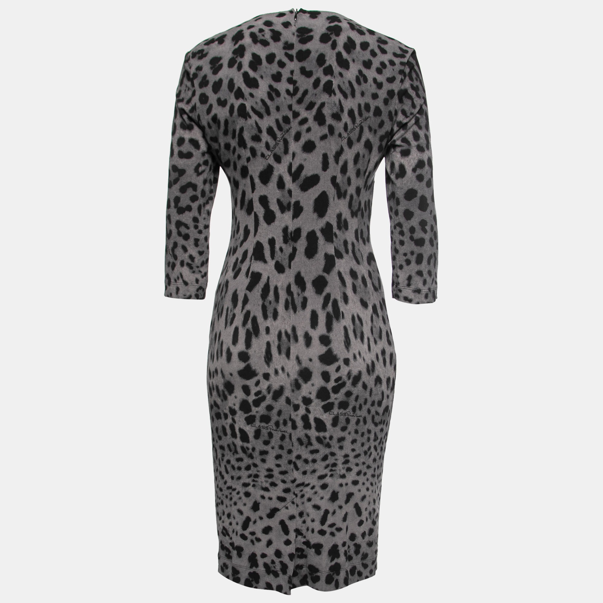 

Class by Roberto Cavalli Grey Animal Print Jersey Long Sleeve Dress
