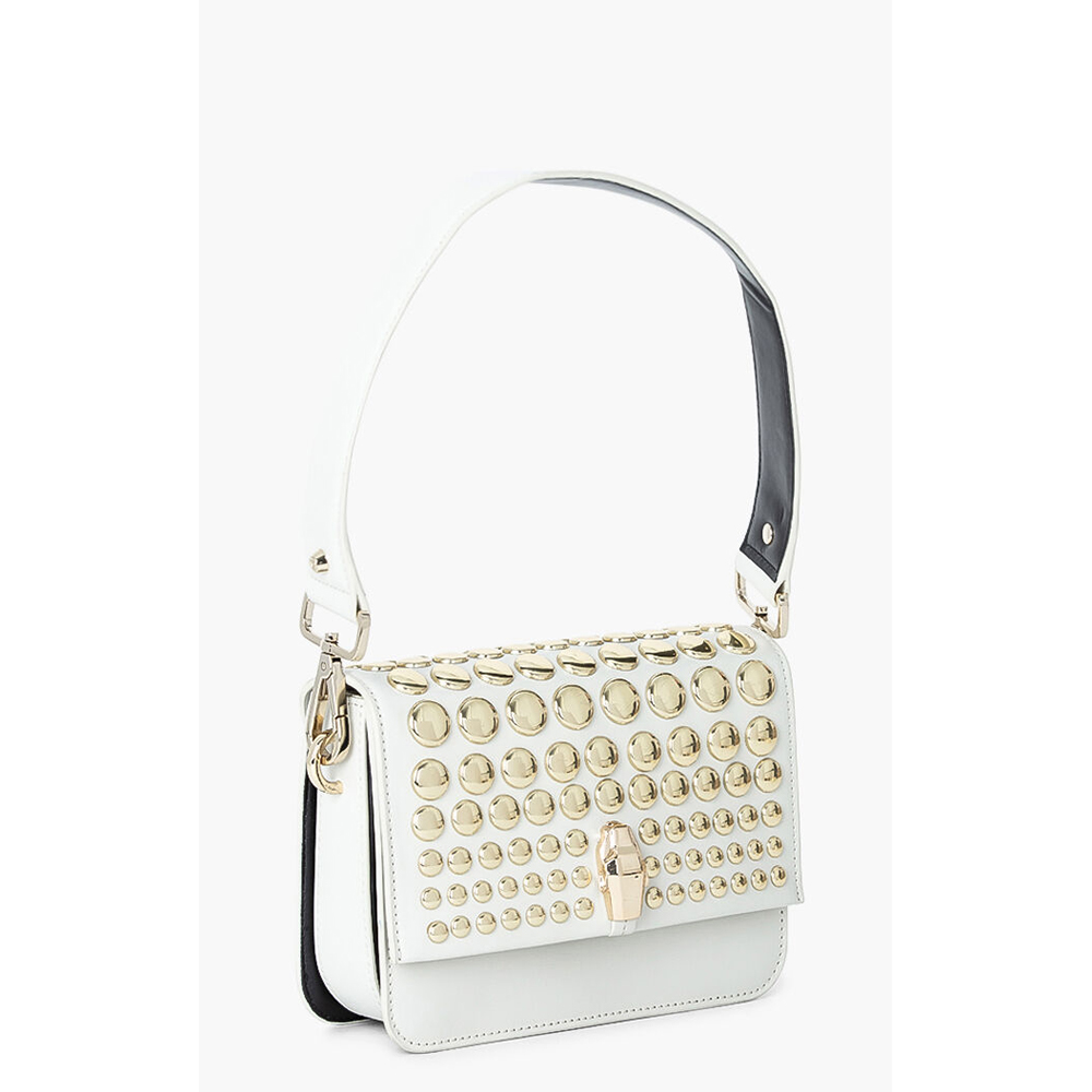 

Class by Roberto Cavalli White Leather/PVC Milano Studded Shoulder Bag