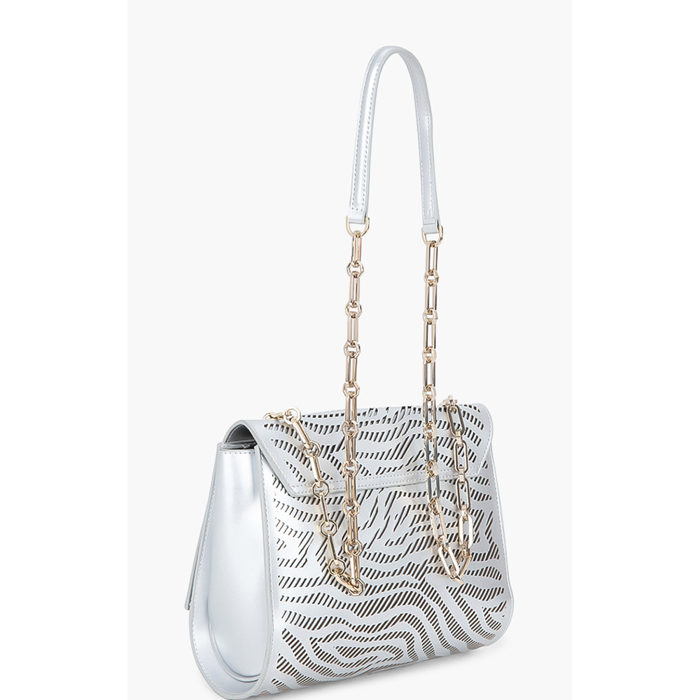 

Class by Roberto Cavalli Silver Leather/PVC Audrey Cut-Out Detail Shoulder Bag