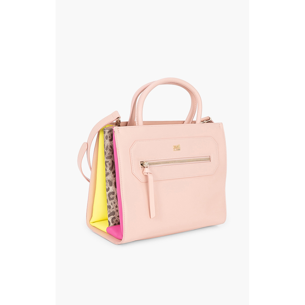 

Class by Roberto Cavalli Pink Leather/PVC Leopride Small Tote Bag