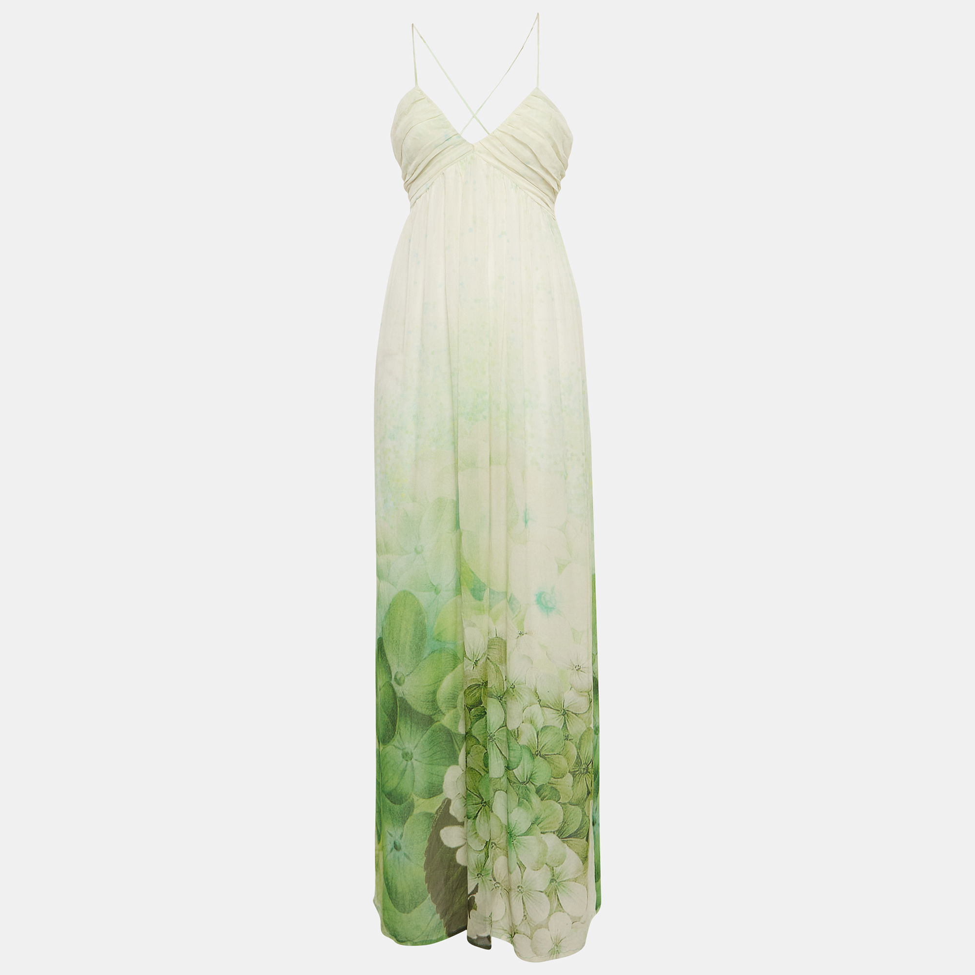 

Class by Roberto Cavalli Green Floral Print Silk Maxi Dress M