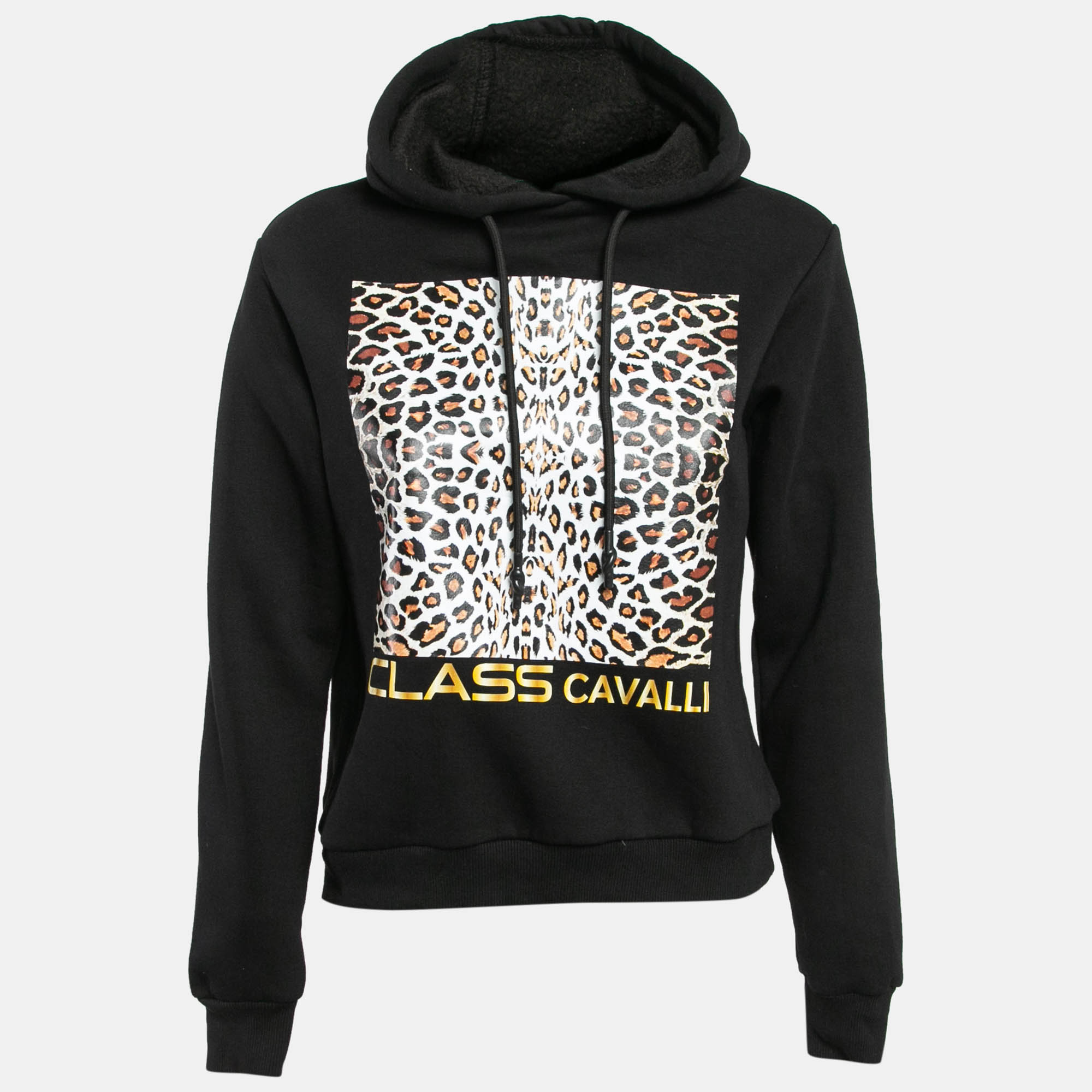 

Class by Roberto Cavalli Leopard Print Knit Hoodie XS, Black