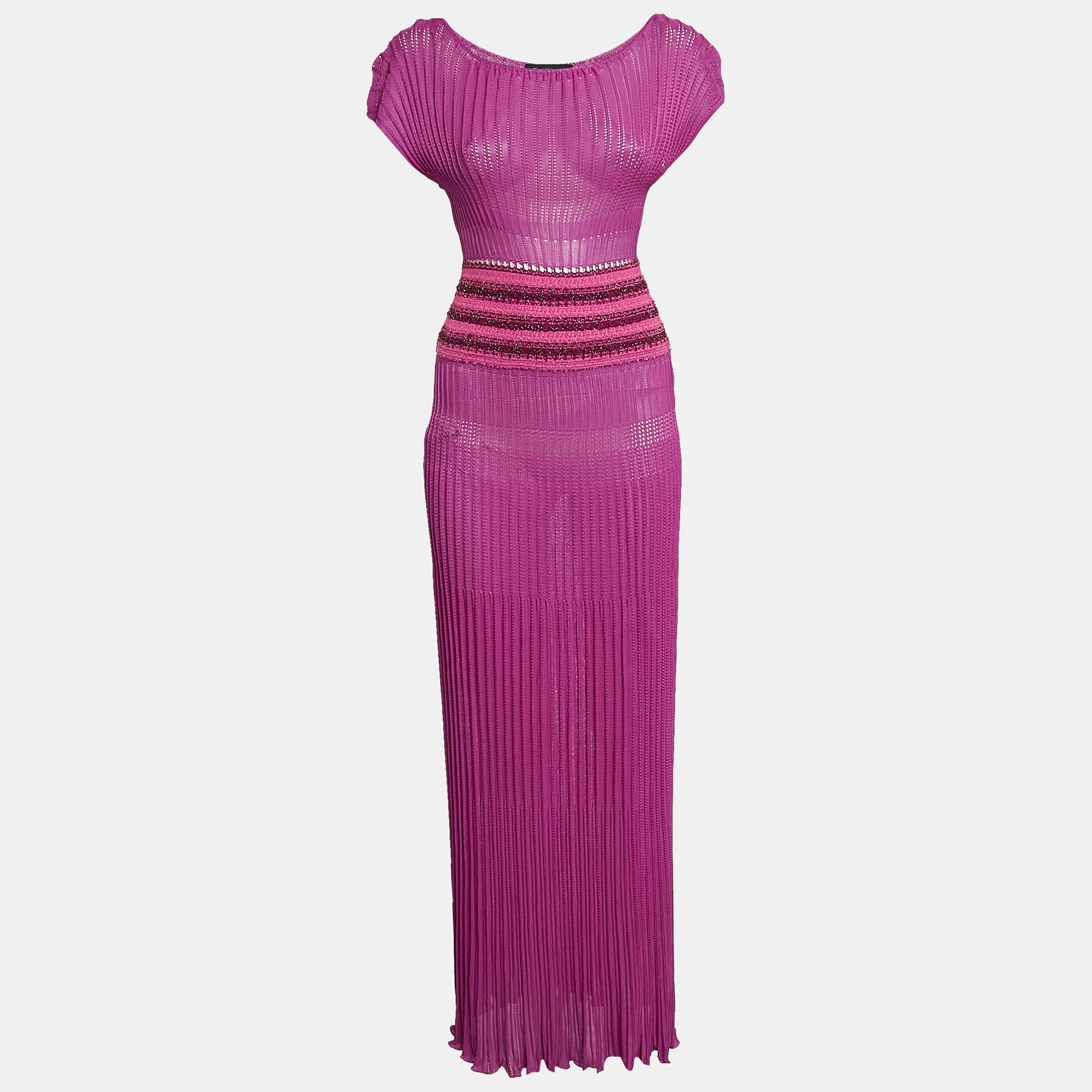 

Class by Roberto Cavalli Pink Patterned Knit Maxi Dress XS