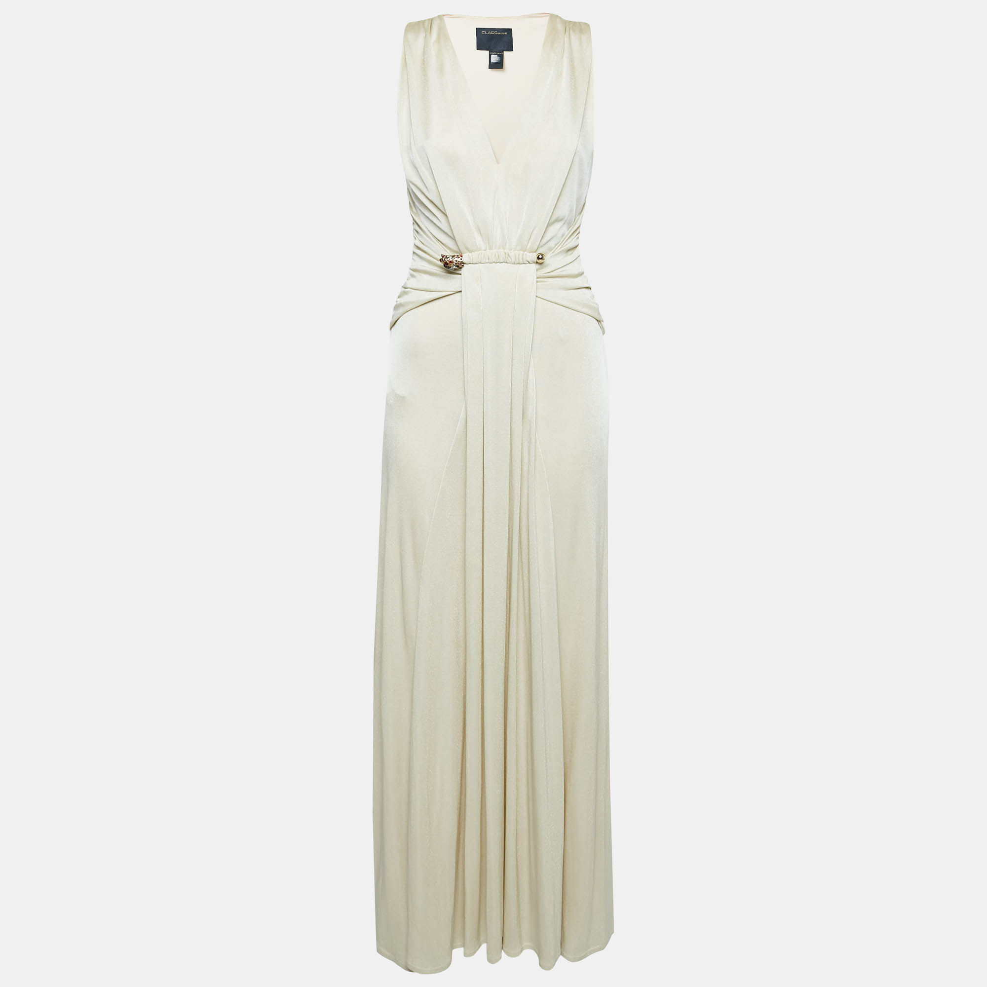 

Class by Roberto Cavalli Light Beige Lurex Knit Maxi Dress S