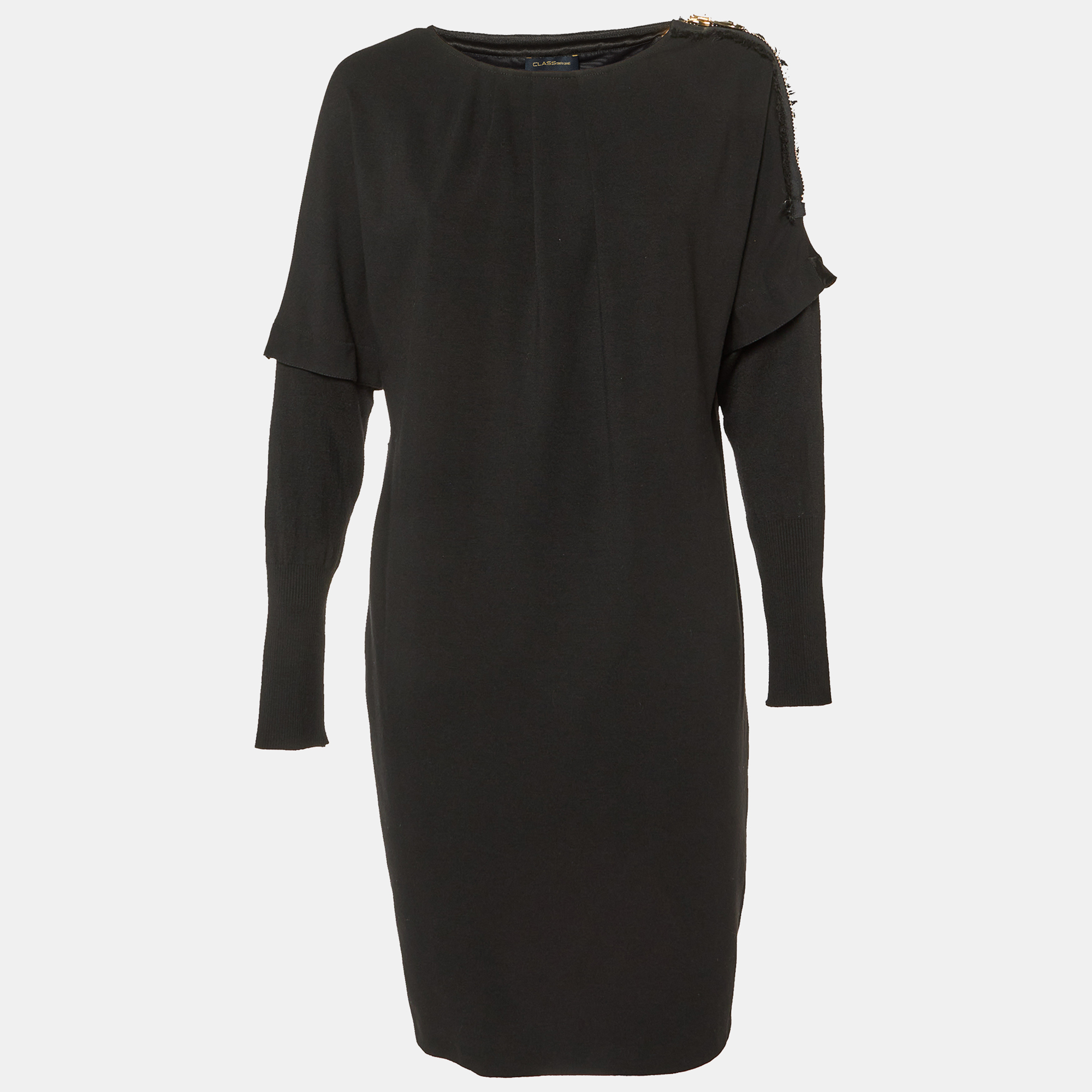 

Class by Roberto Cavalli Black Jersey Panelled Knee-Length Dress M