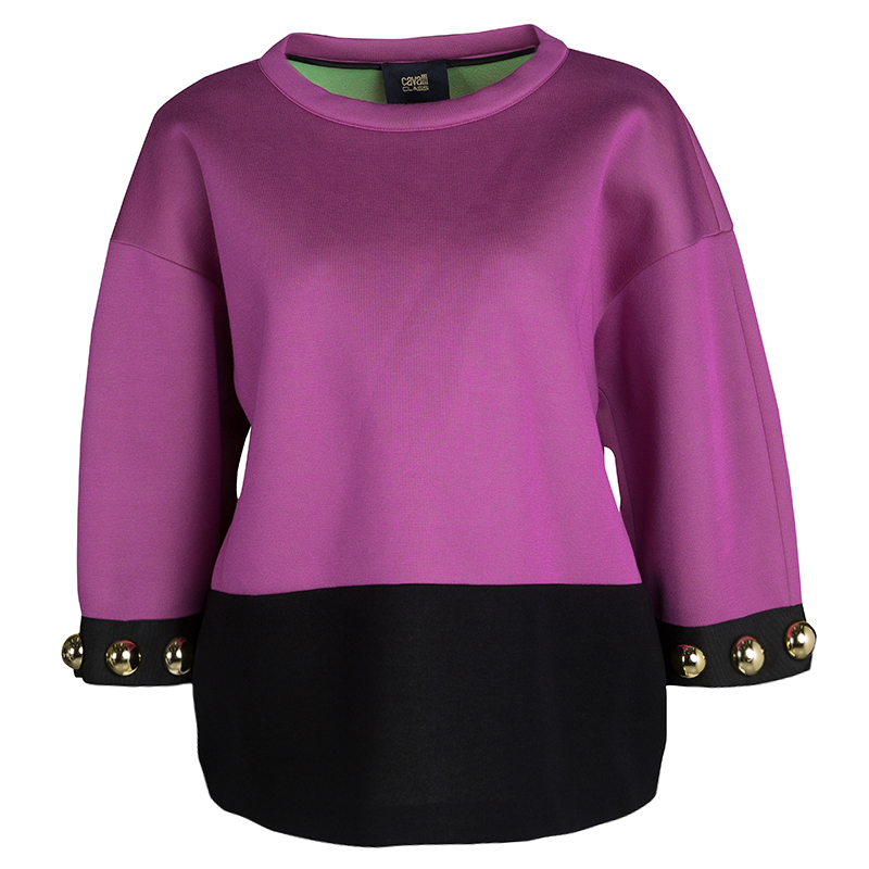 Class By Roberto Cavalli Colorblock Knit Studded Top M