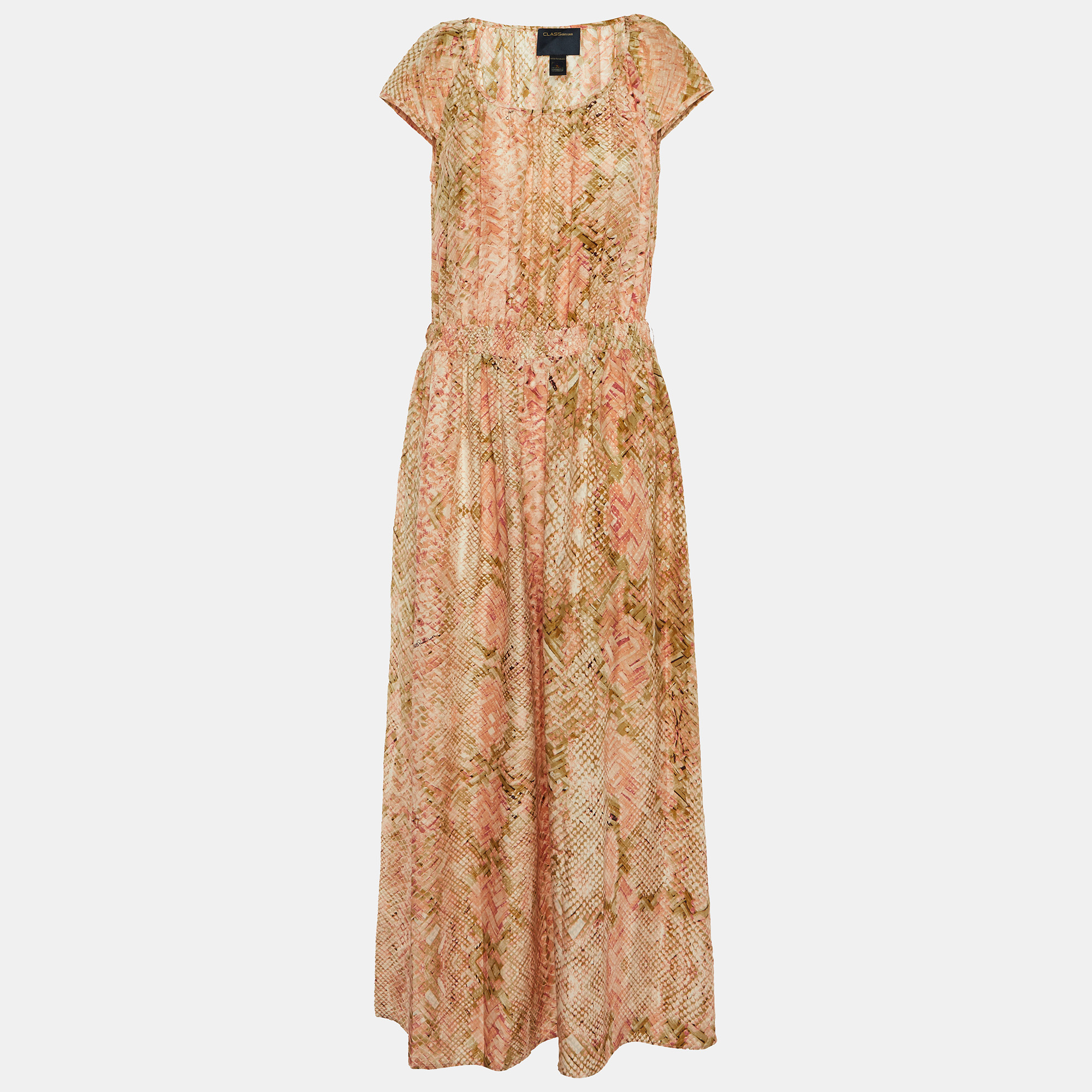

Class by Roberto Cavalli Pink Snake Print Silk Maxi Dress M