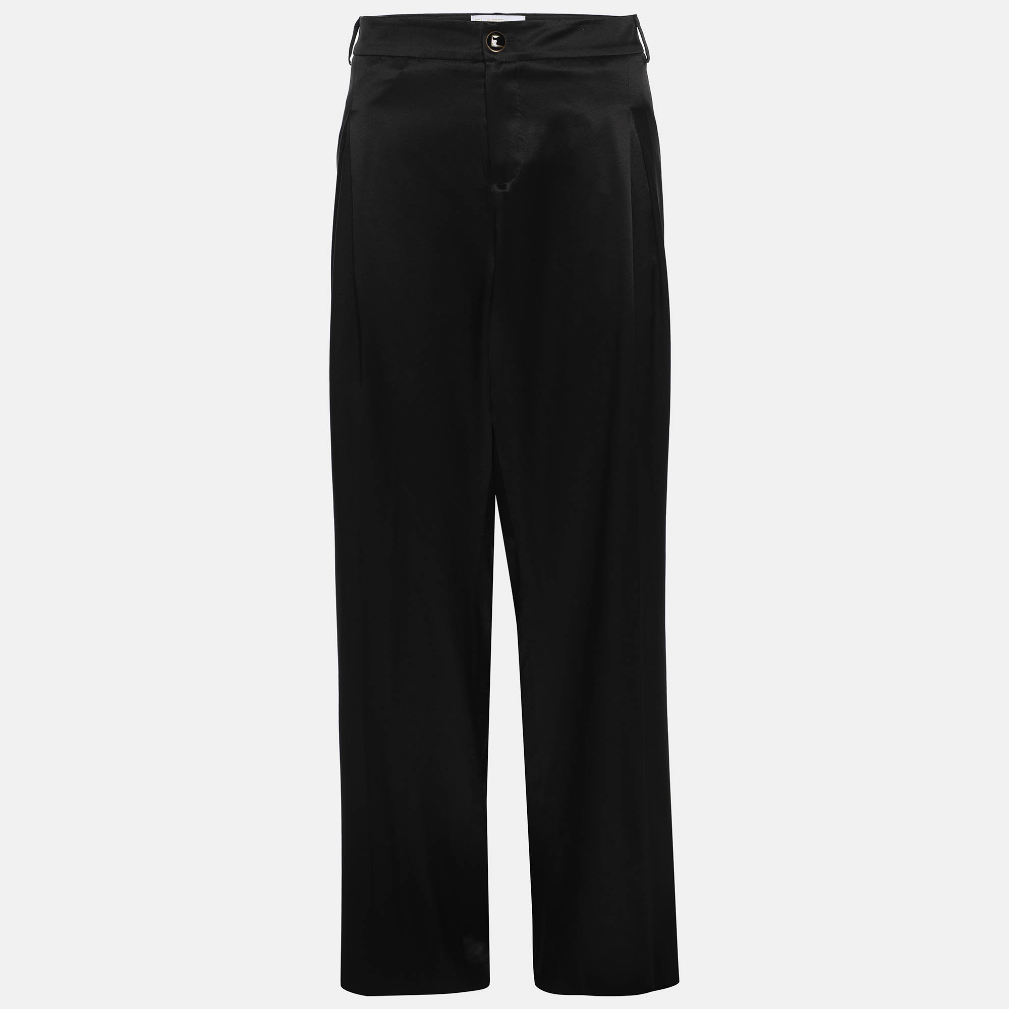 

Class by Roberto Cavalli Black Silk Wide Leg Trousers XXL