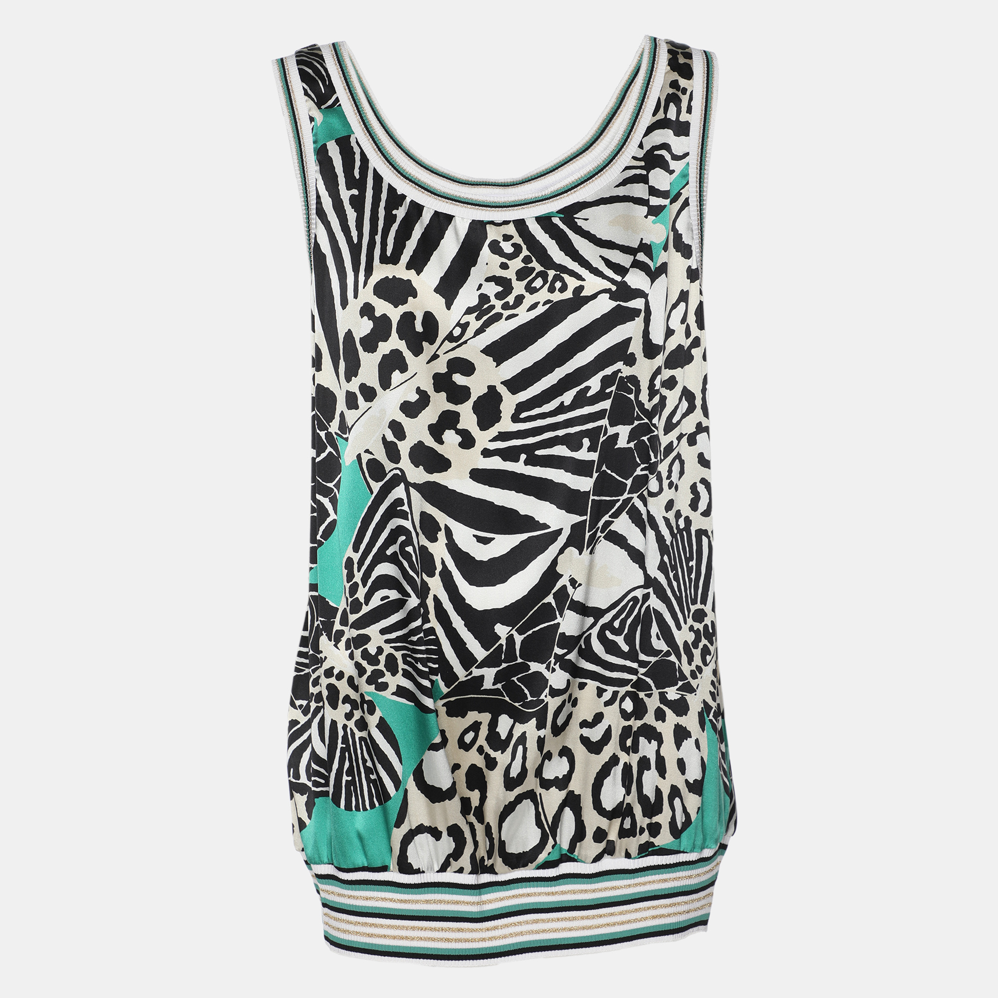 Pre-owned Class By Roberto Cavalli Multicolor Printed Silk Knit Tank Top S