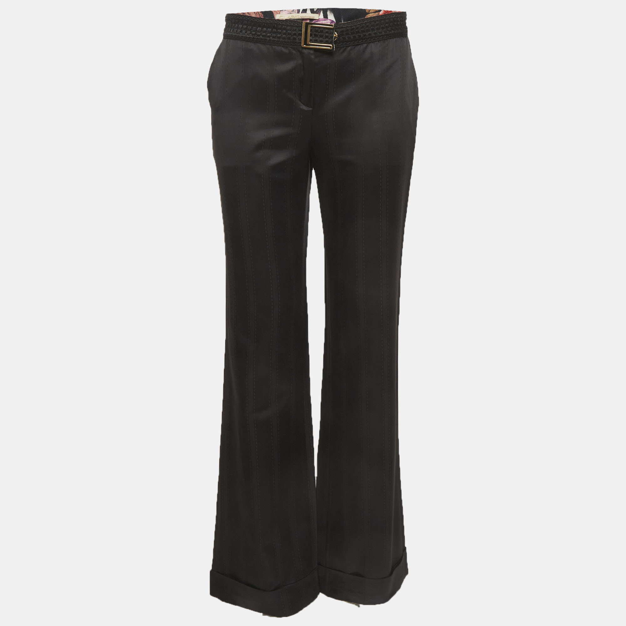 

Class by Roberto Cavalli Black Satin Straight Fit Trousers M