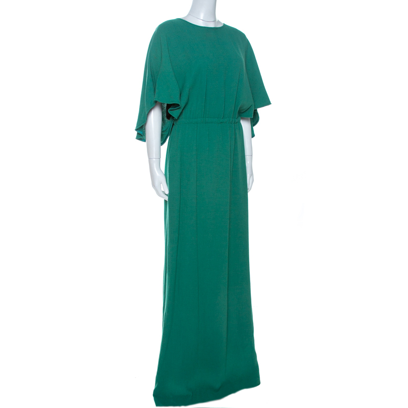 

Class by Roberto Cavalli Green Crepe Kaftan Sleeve Maxi Dress