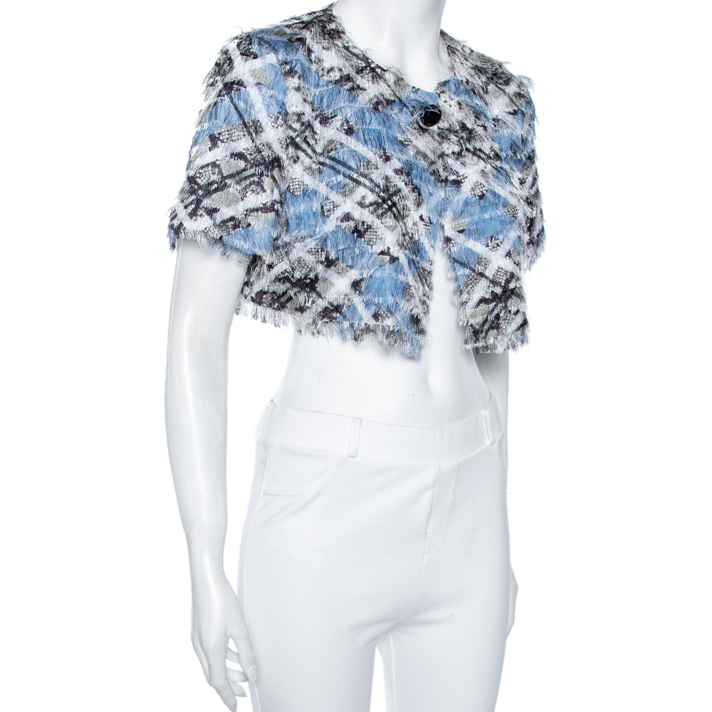 

Class by Roberto Cavalli Blue Jacquard Buttoned Shrug