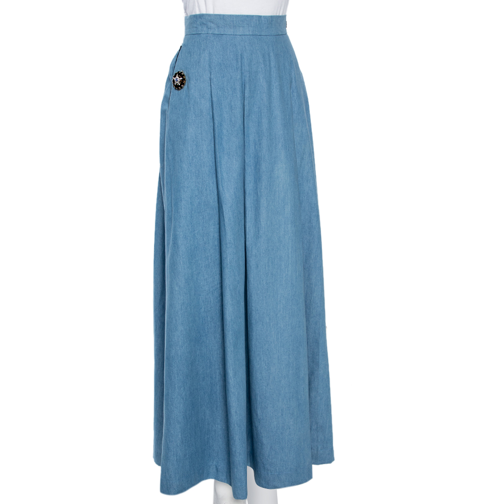 

Class by Roberto Cavalli Blue Cotton Pleated Midi Skirt