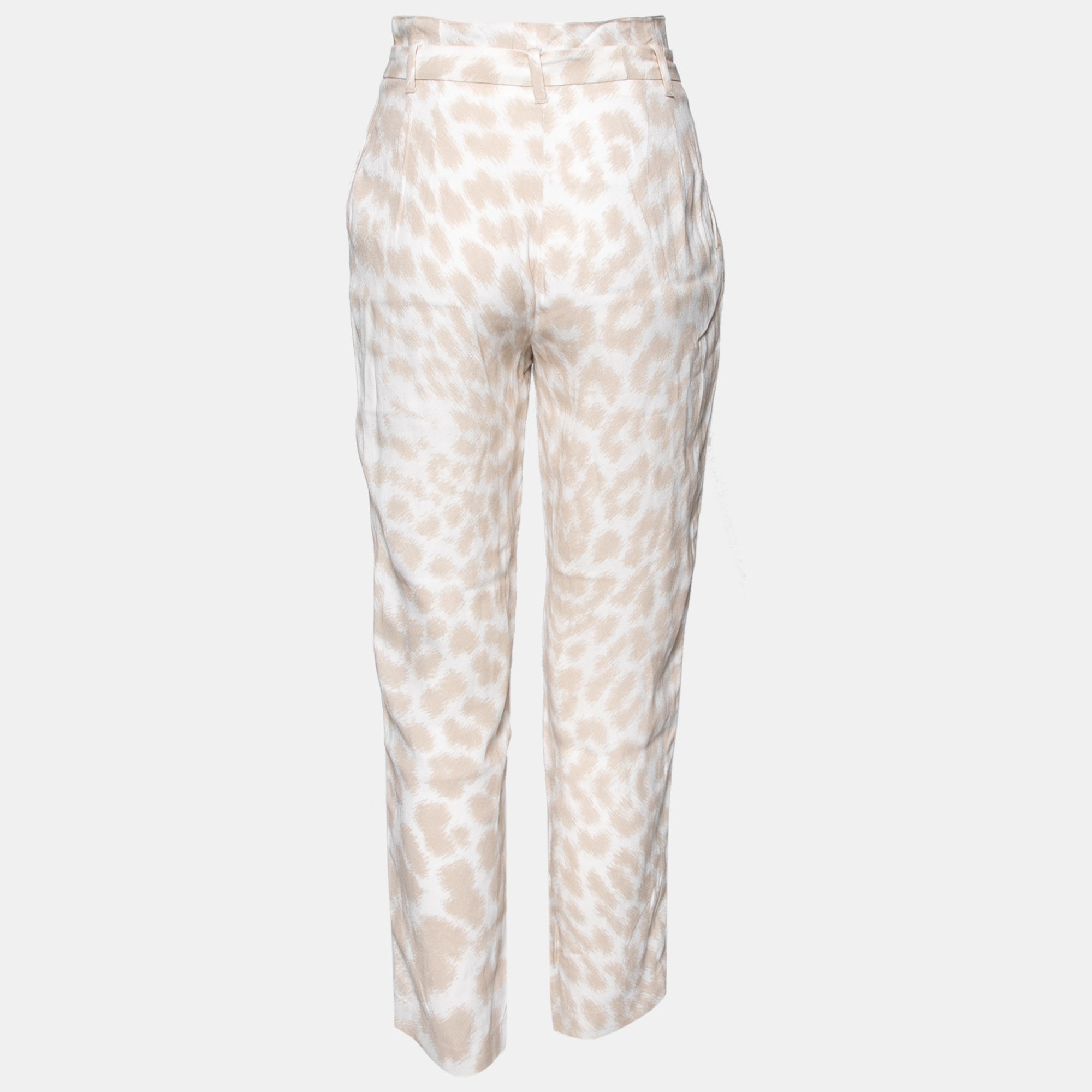 

Class by Roberto Cavalli Beige Crepe Printed Belted Trousers