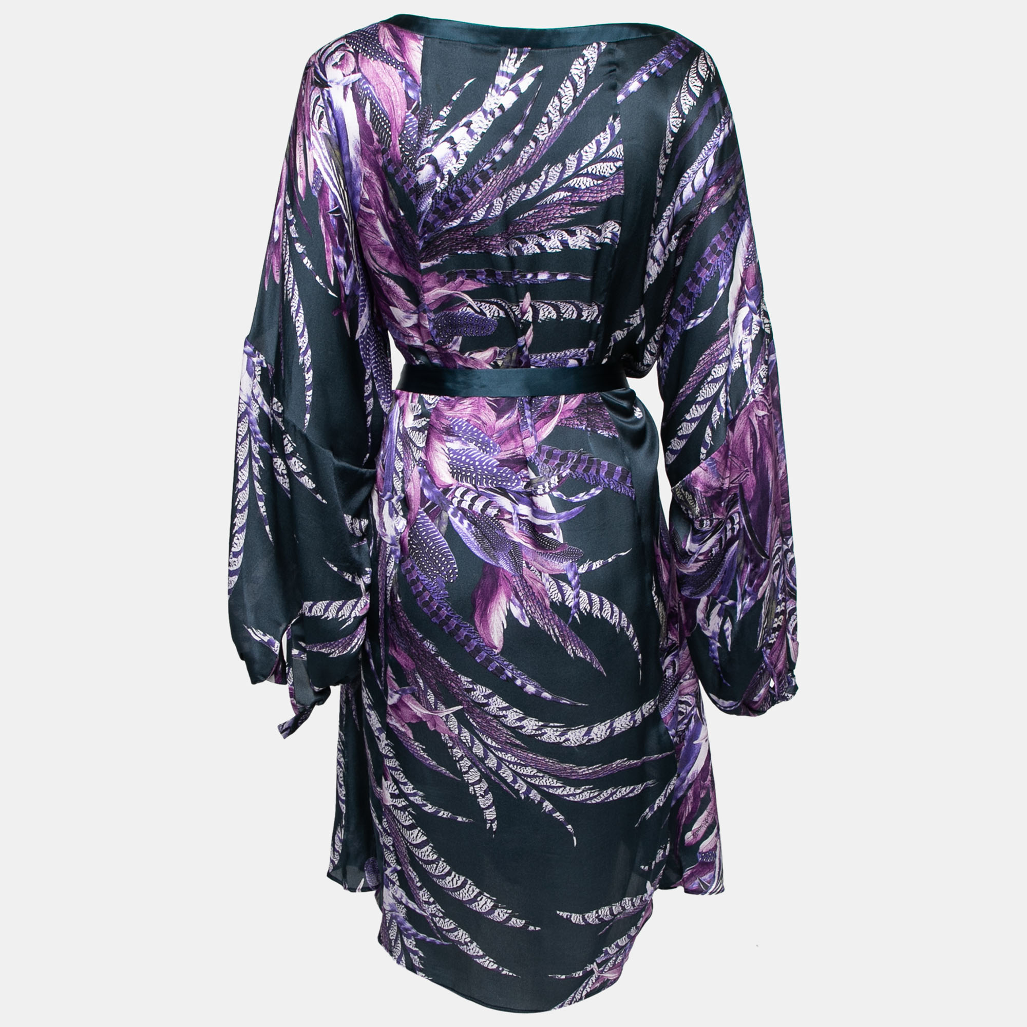 

Just Cavalli Multicolor Printed Silk Belted Dress