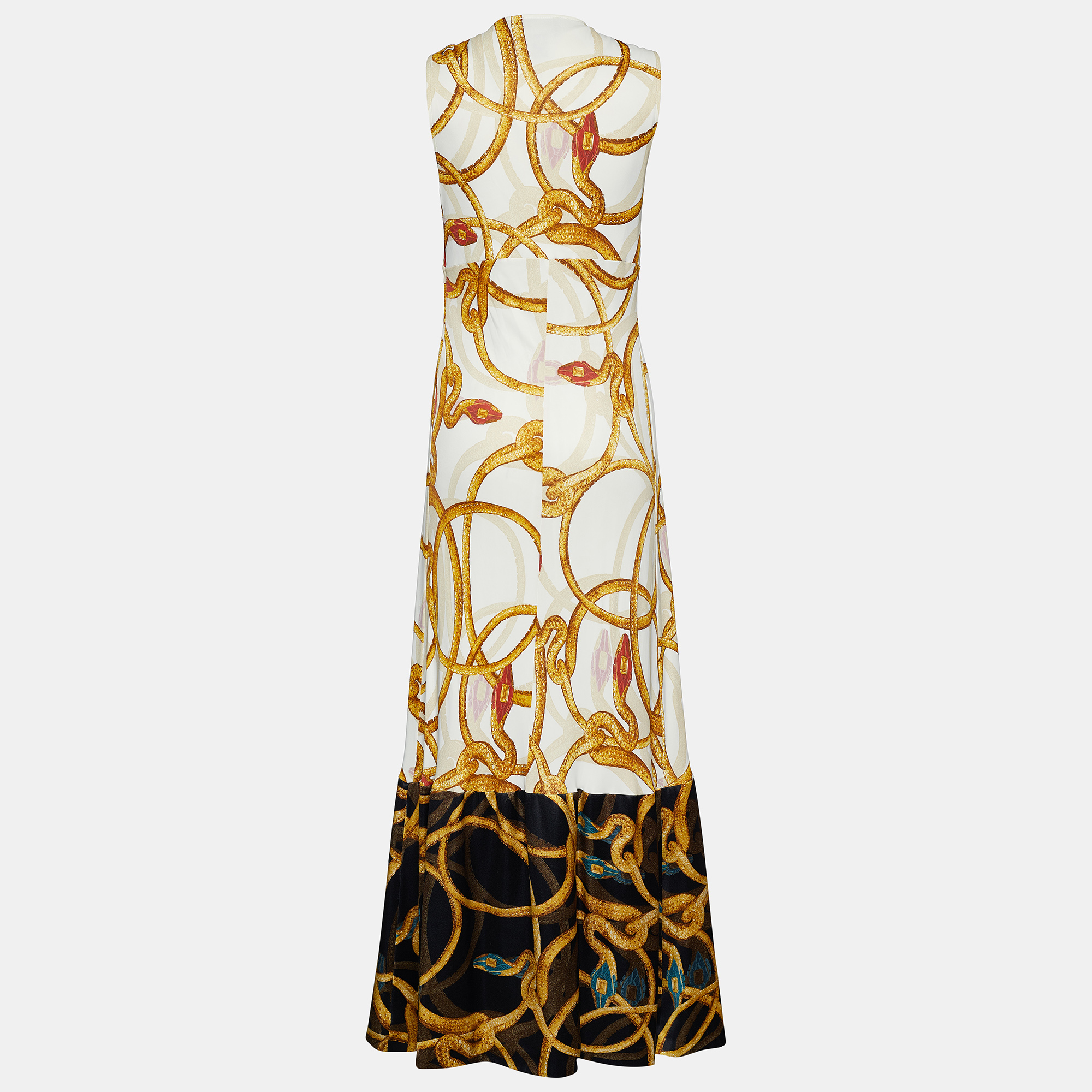 

Class by Roberto Cavalli Cream Snake Print Jersey Sleeveless Maxi Dress