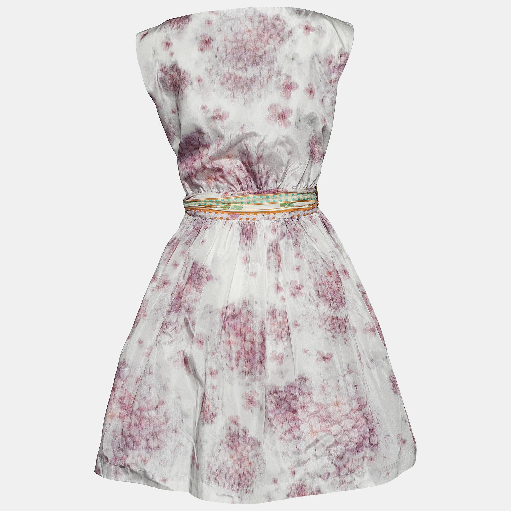 

Class by Roberto Cavalli White Floral Printed Sleeveless Mini Dress