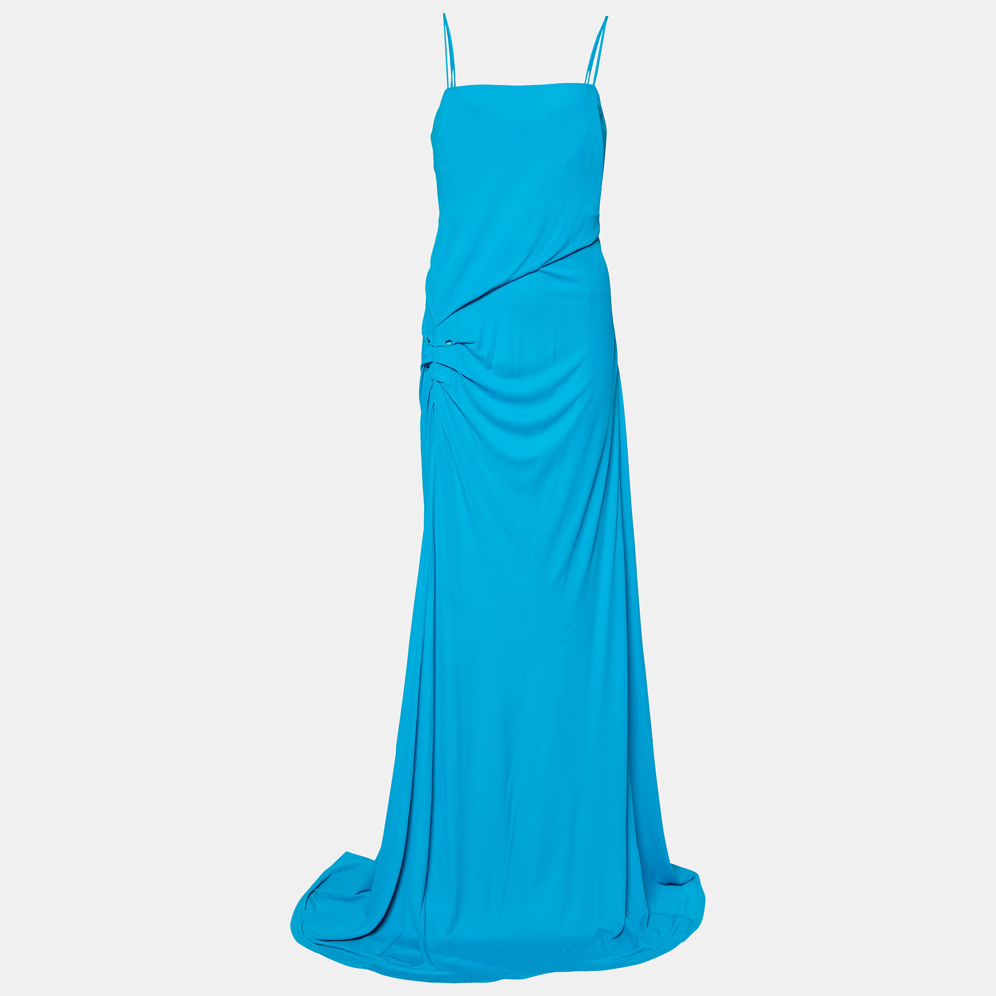

Class by Roberto Cavalli Blue Jersey Ruched Detail Maxi Dress