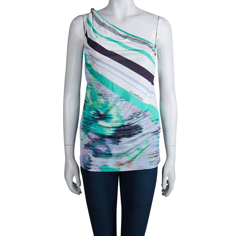 

Class by Roberto Cavalli Multicolor Printed Knit One Shoulder Top