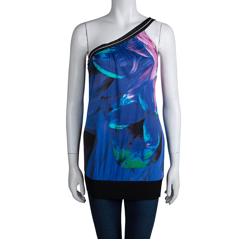 

Class By Roberto Cavalli Multicolor Printed Knit One Shoulder Top