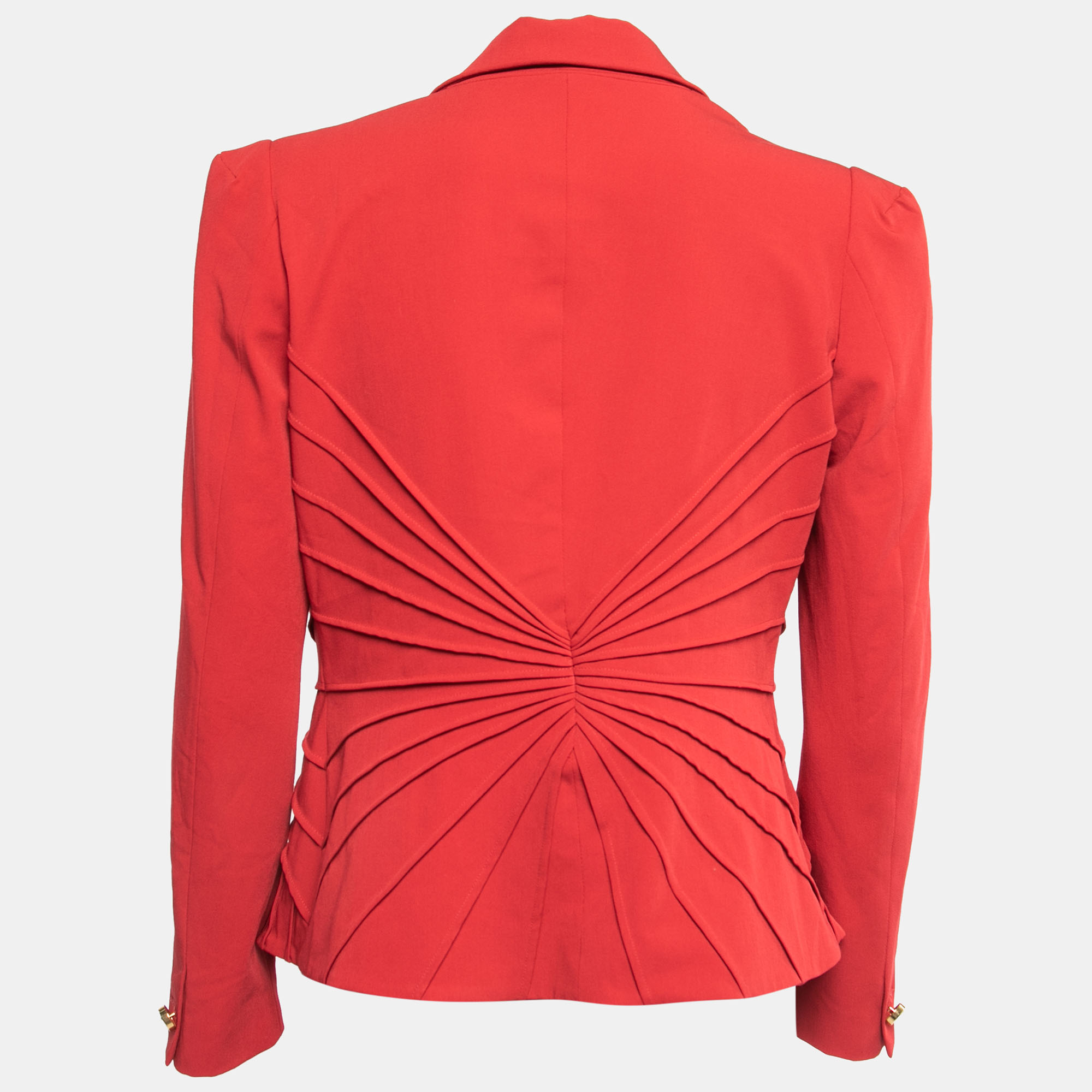 

Class By Roberto Cavalli Red Stretch Crepe Pleated Blazer