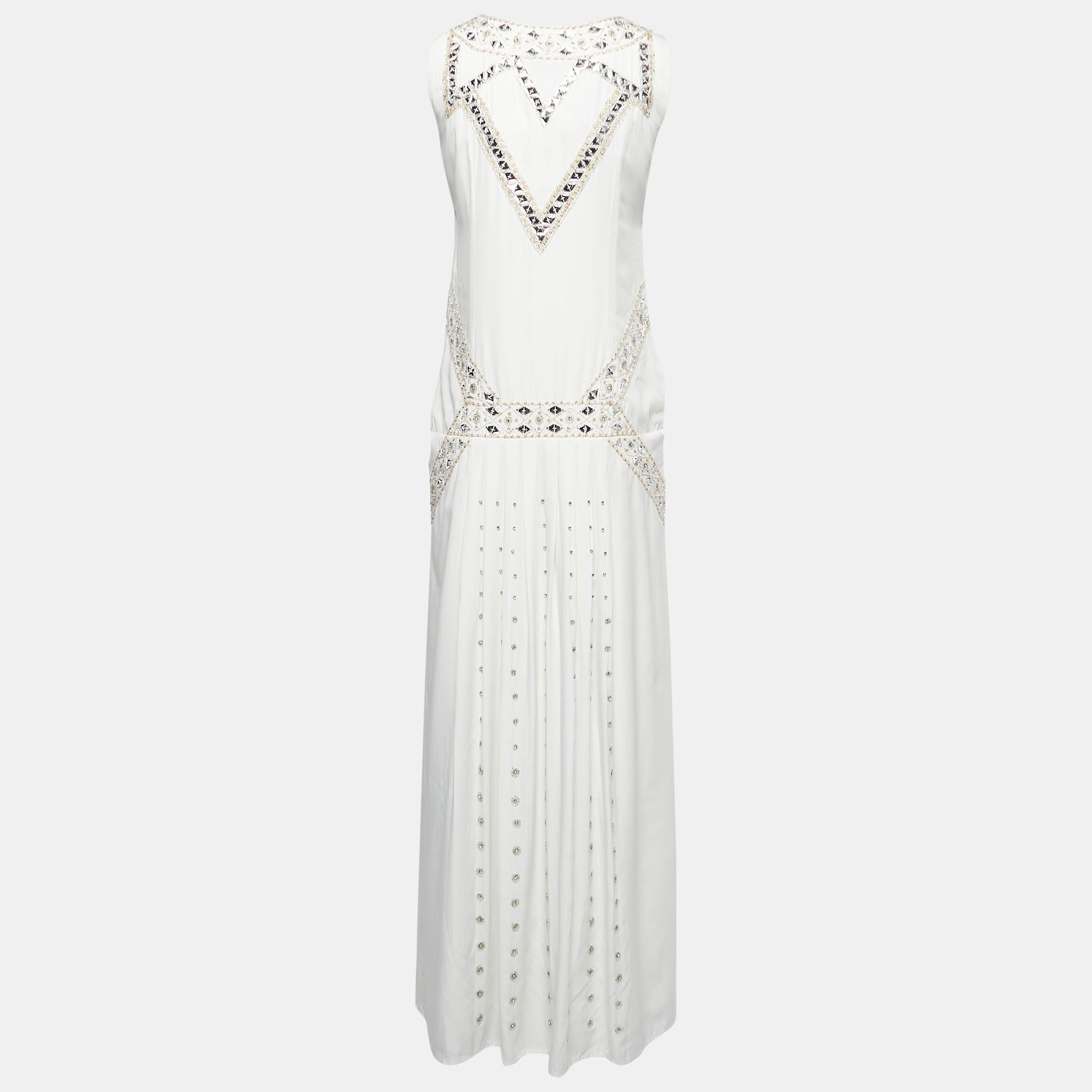 

Class by Roberto Cavalli White Crystals Embellished Polyester Sleeveless Maxi Dress