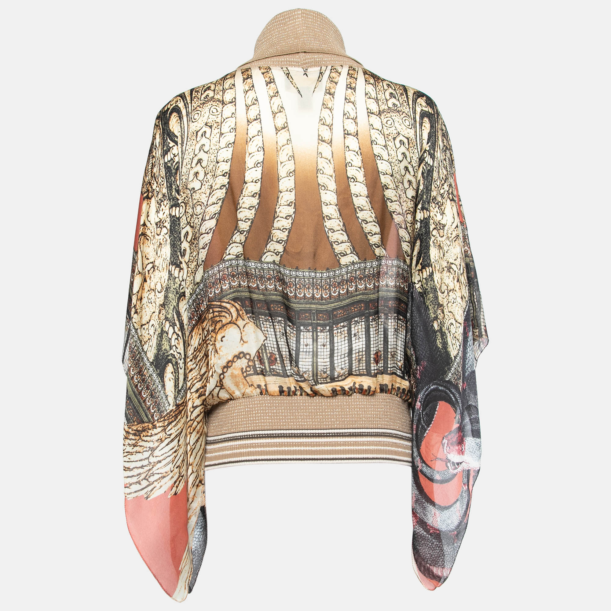 

Class by Roberto Cavalli Multicolor Printed Silk High Neck Poncho Top