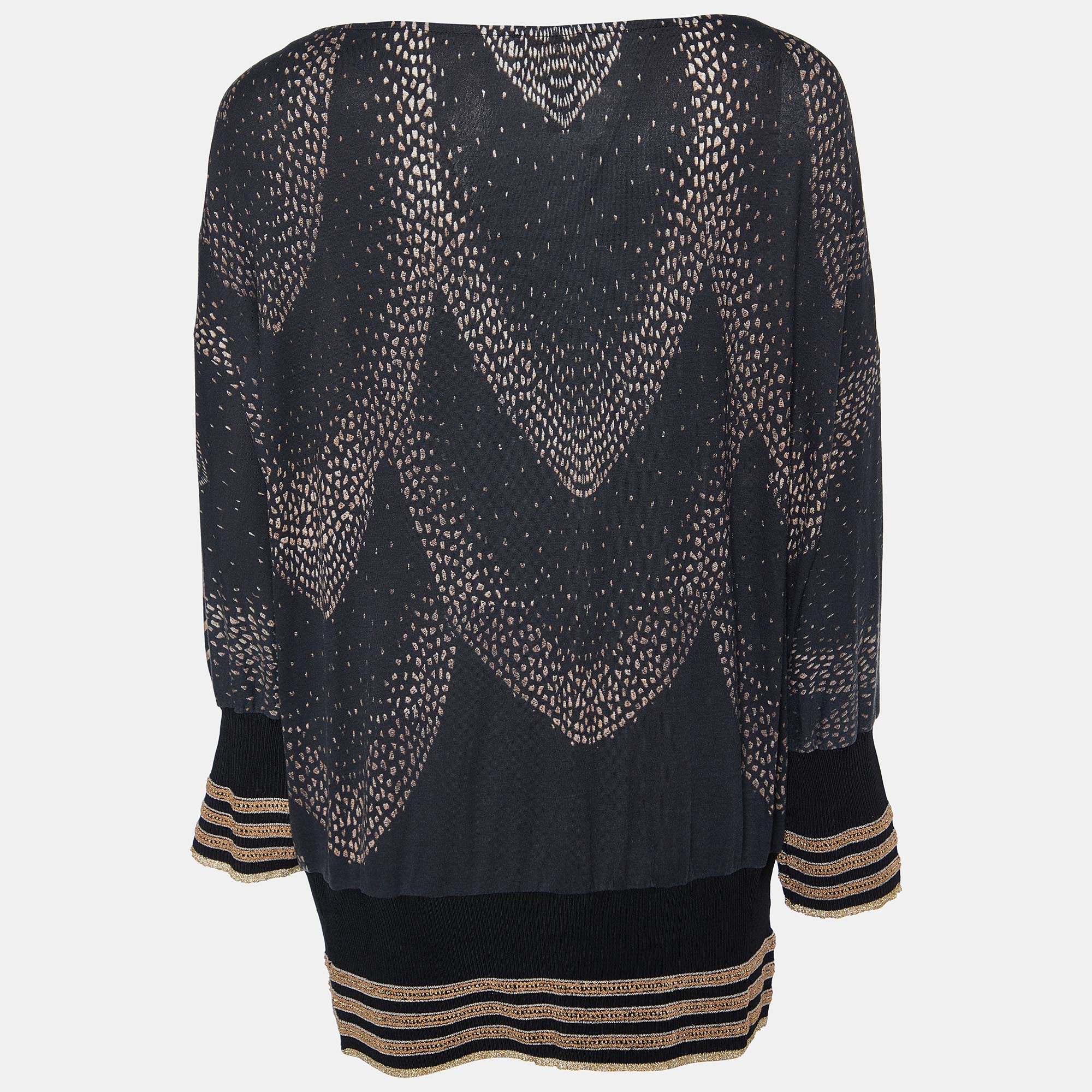 

Class by Roberto Cavalli Monochrome Modal Knit Lurex Detail Sweatshirt, Black