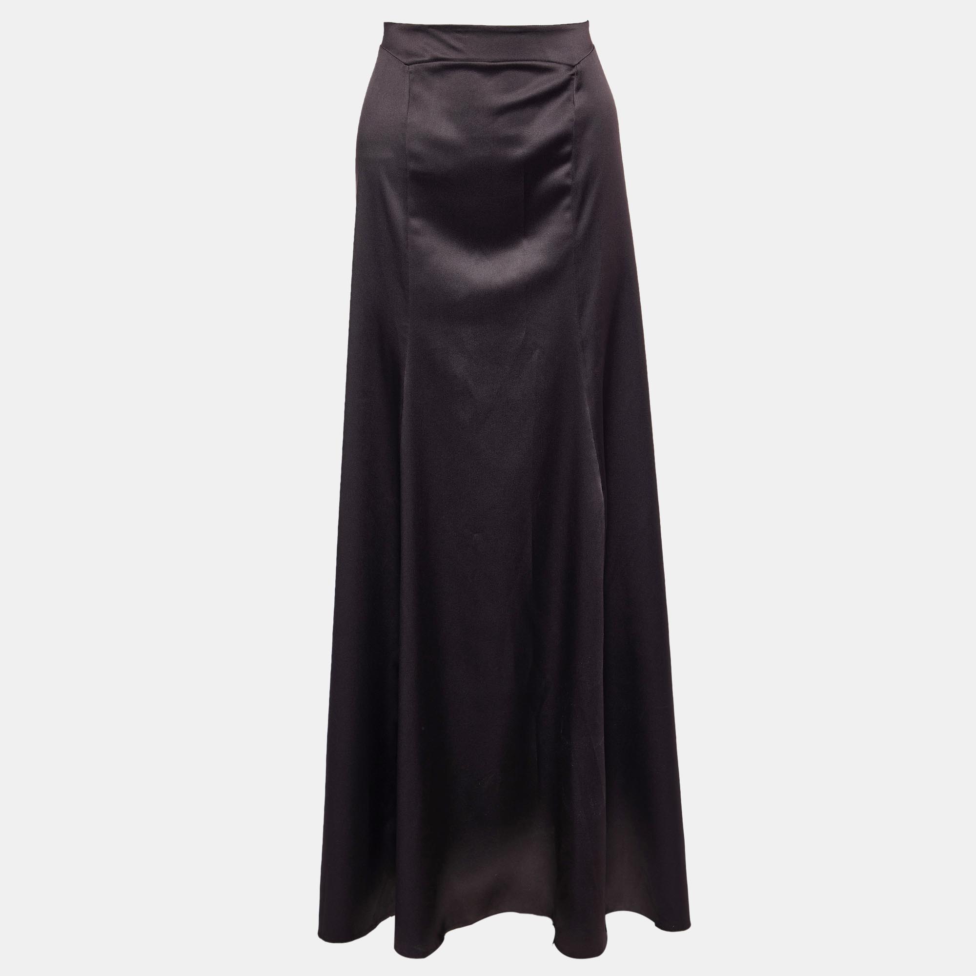 Pre-owned Class By Roberto Cavalli Just Cavalli Brown Satin Maxi Skirt L