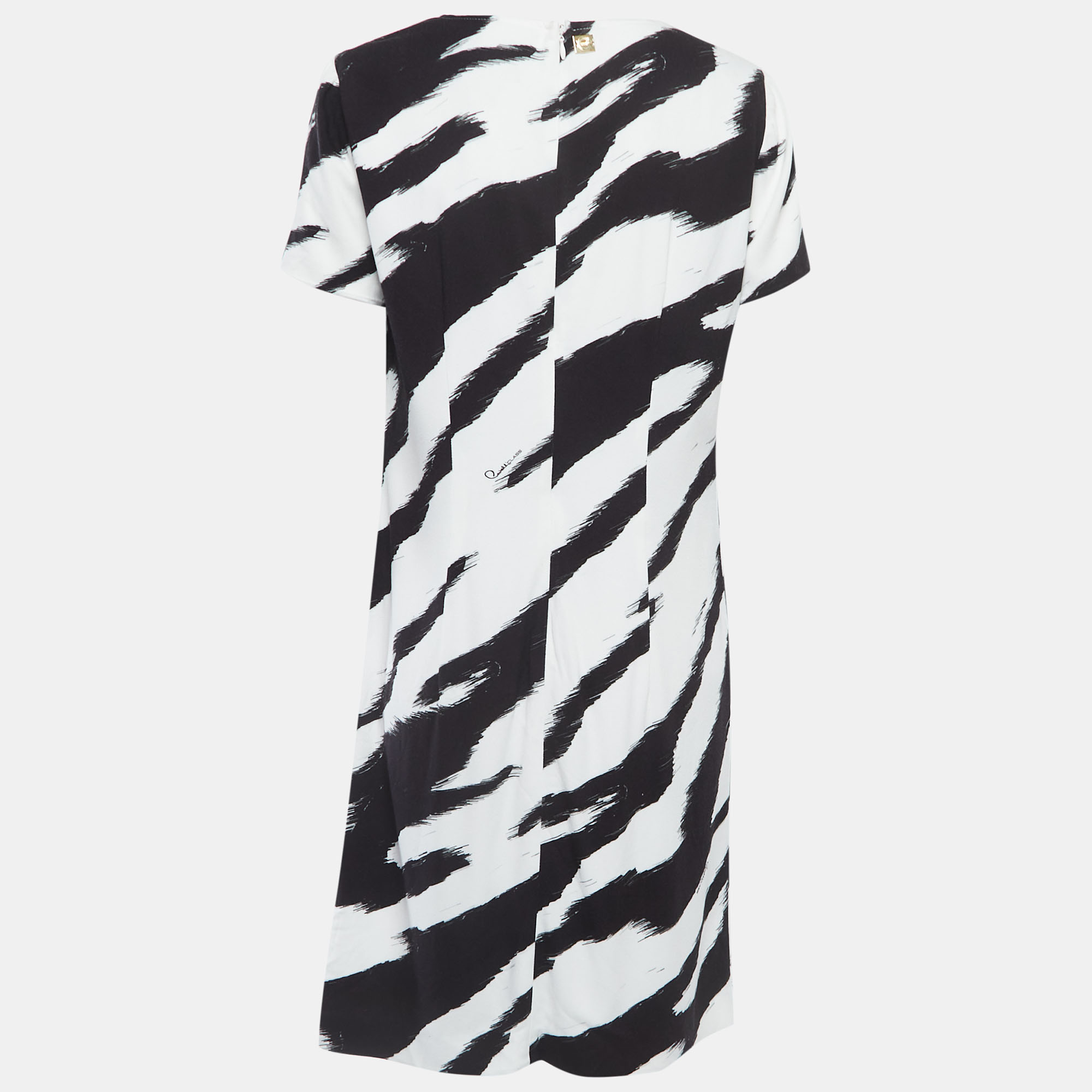 

Class by Roberto Cavalli White/Black Patterned Crepe Shift Dress