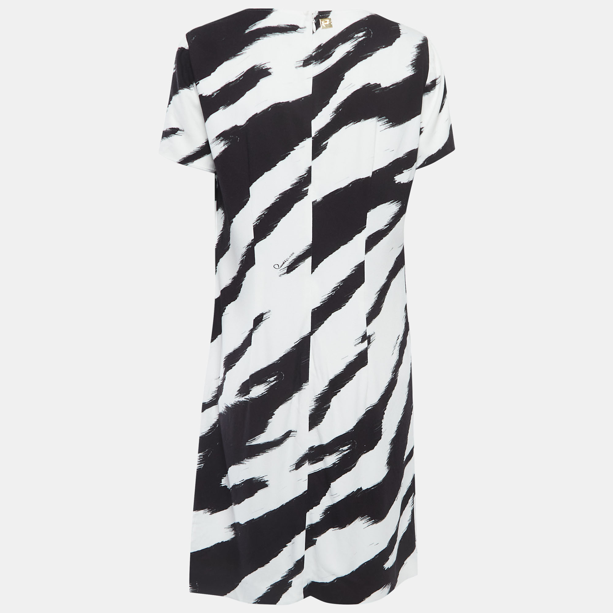 

Class by Roberto Cavalli White/Black Patterned Crepe Shift Dress