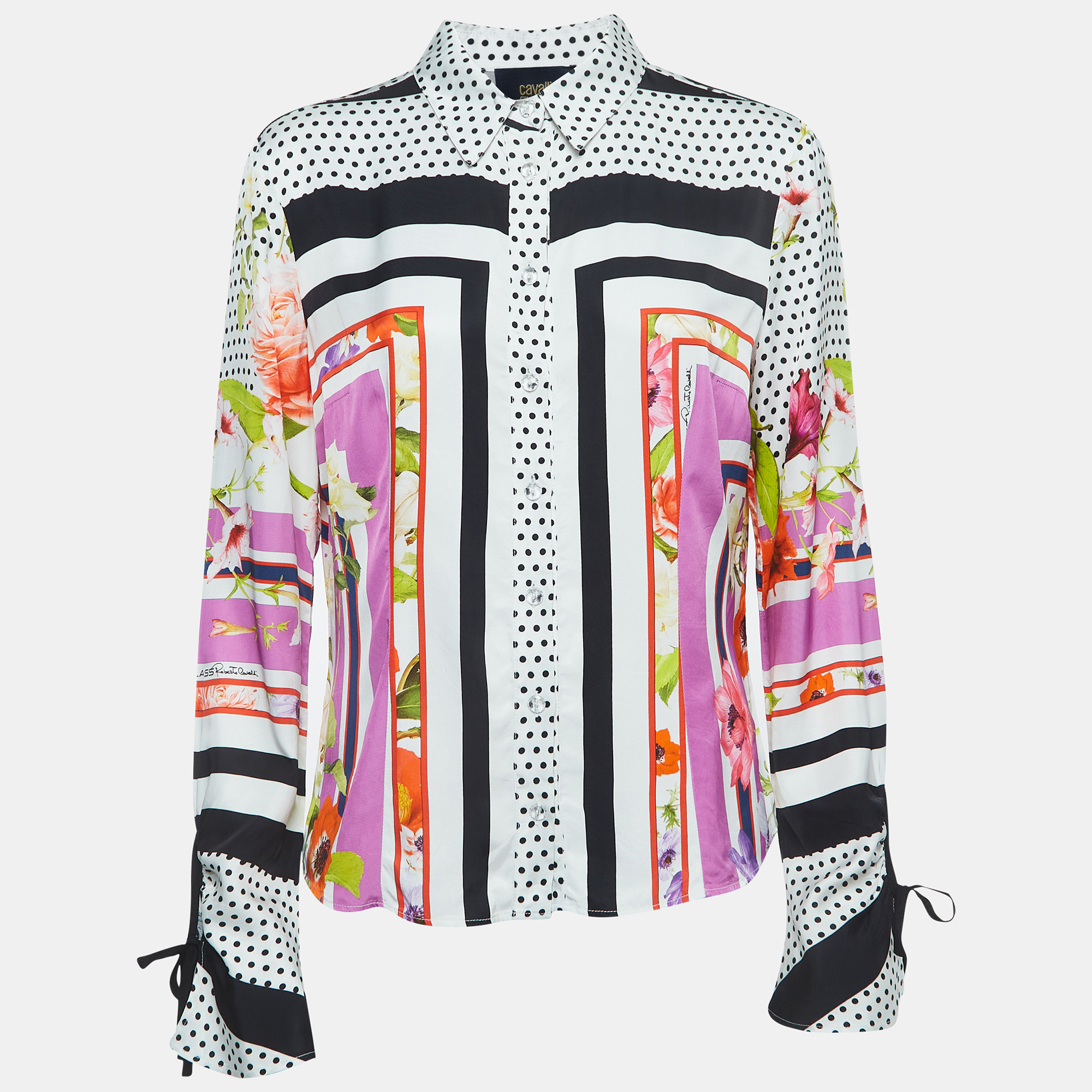 

Class by Roberto Cavalli Multicolor Printed Crepe Button Front Shirt