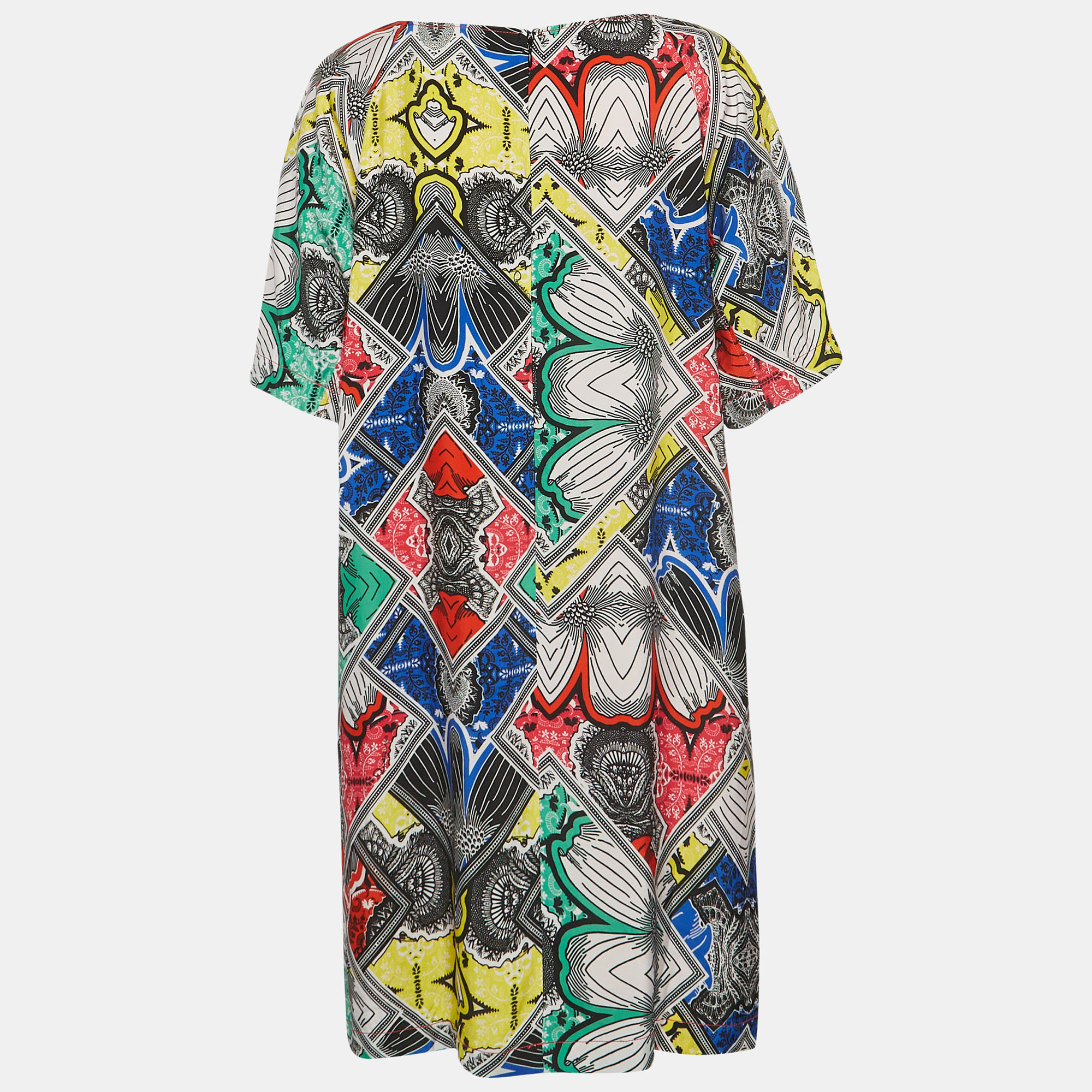 Class by Roberto Cavalli Multicolor Printed Crepe Mini Shift Dress L 