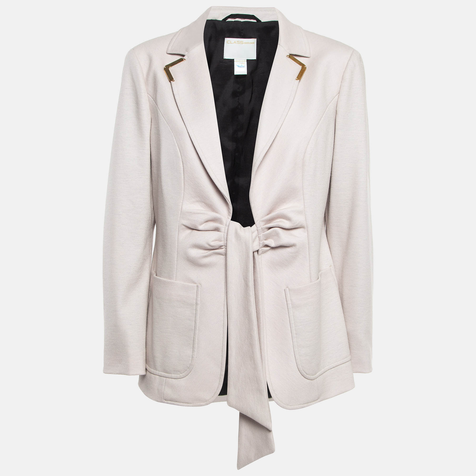 

Class by Roberto Cavalli Light Beige Wool Blend Front Tie Jacket S